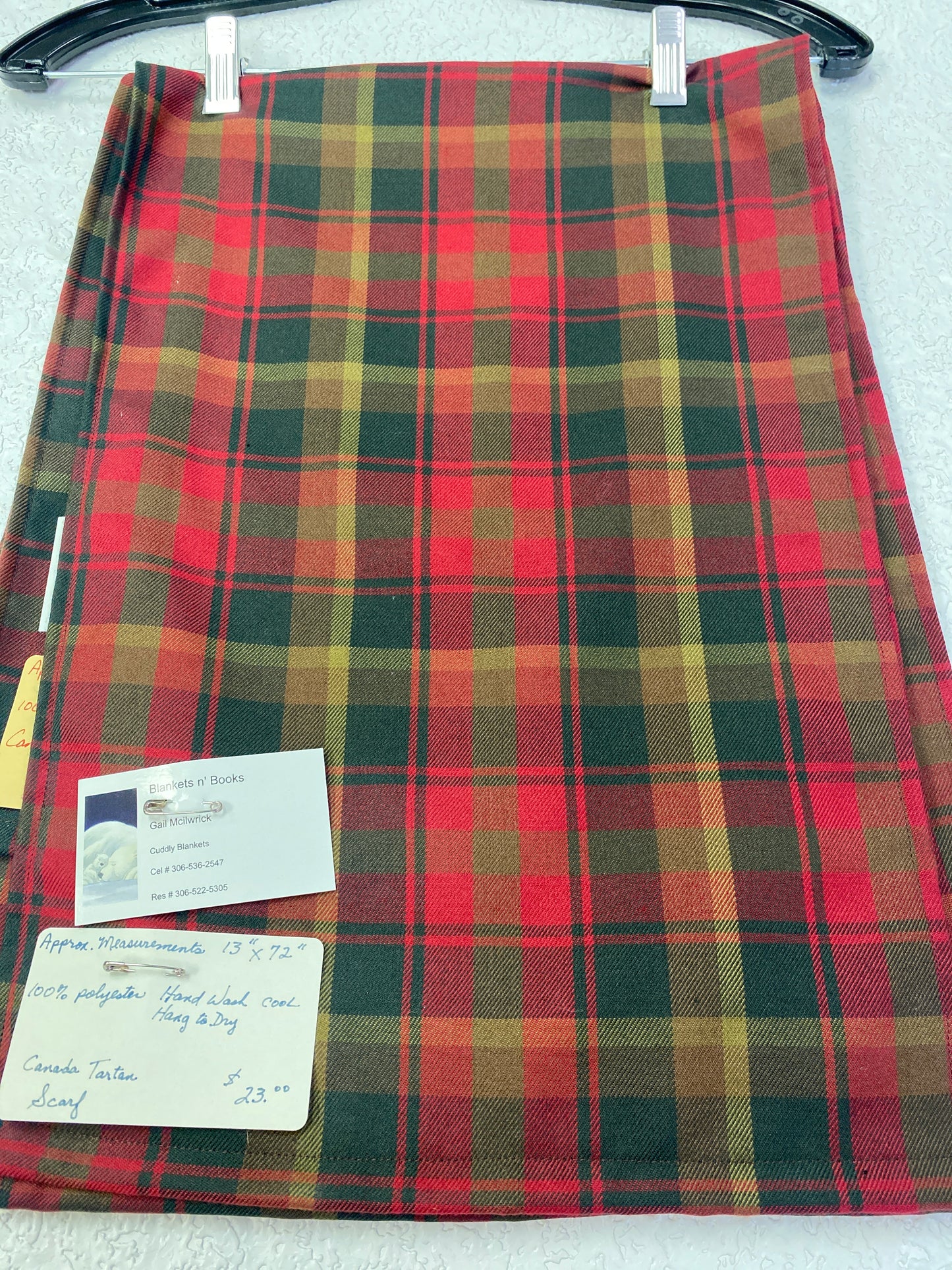 CANADA TARTAN SCARF 13”x72”