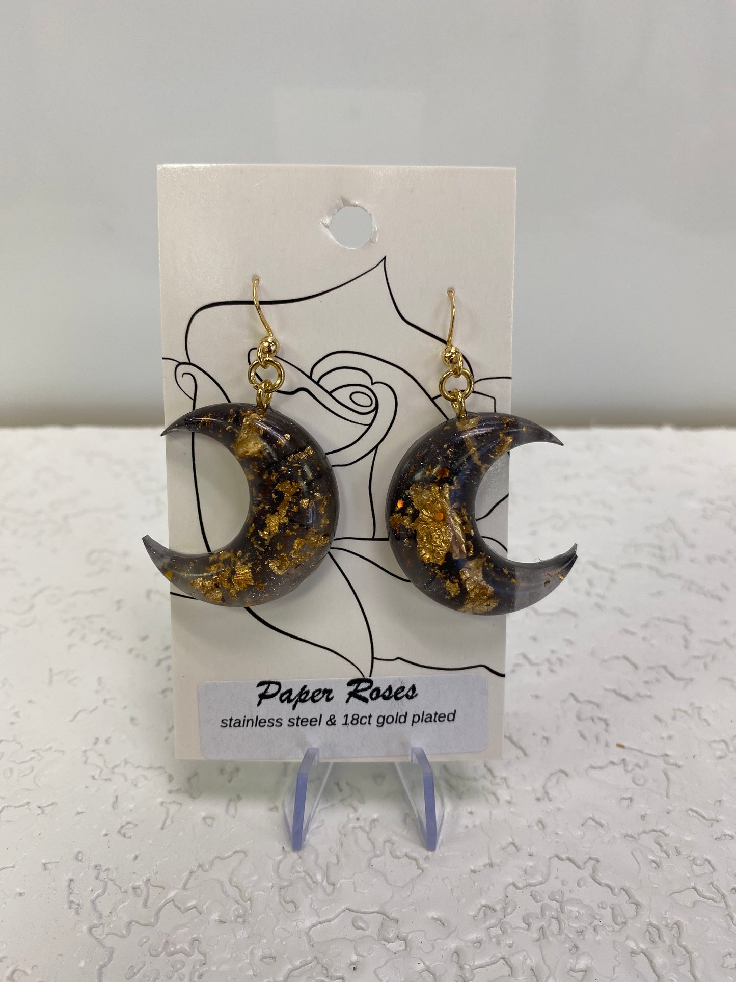 SIDE MOON DANGLING EARRINGS