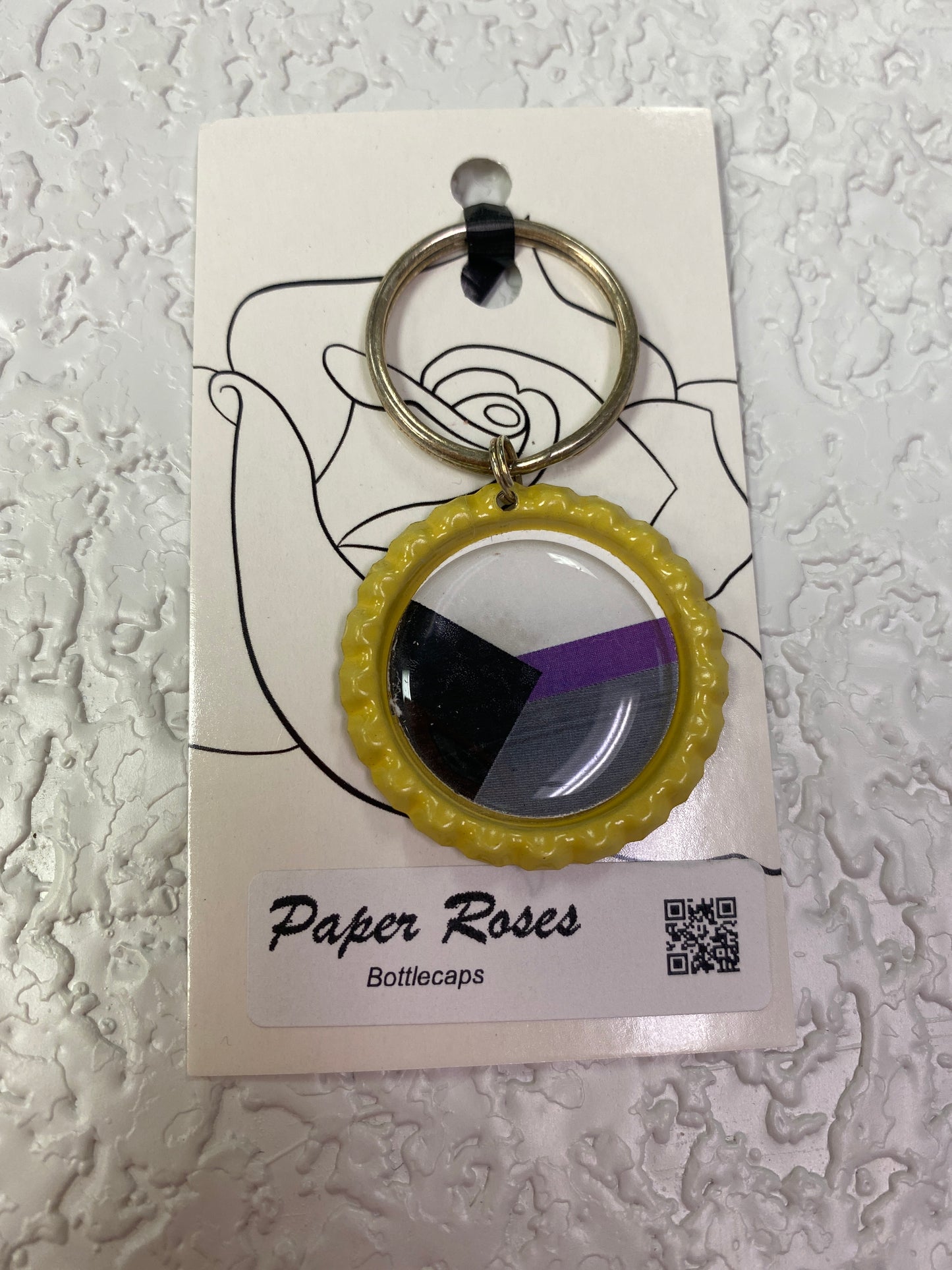 YELLOW PRIDE BOTTLE CAP KEYCHAIN