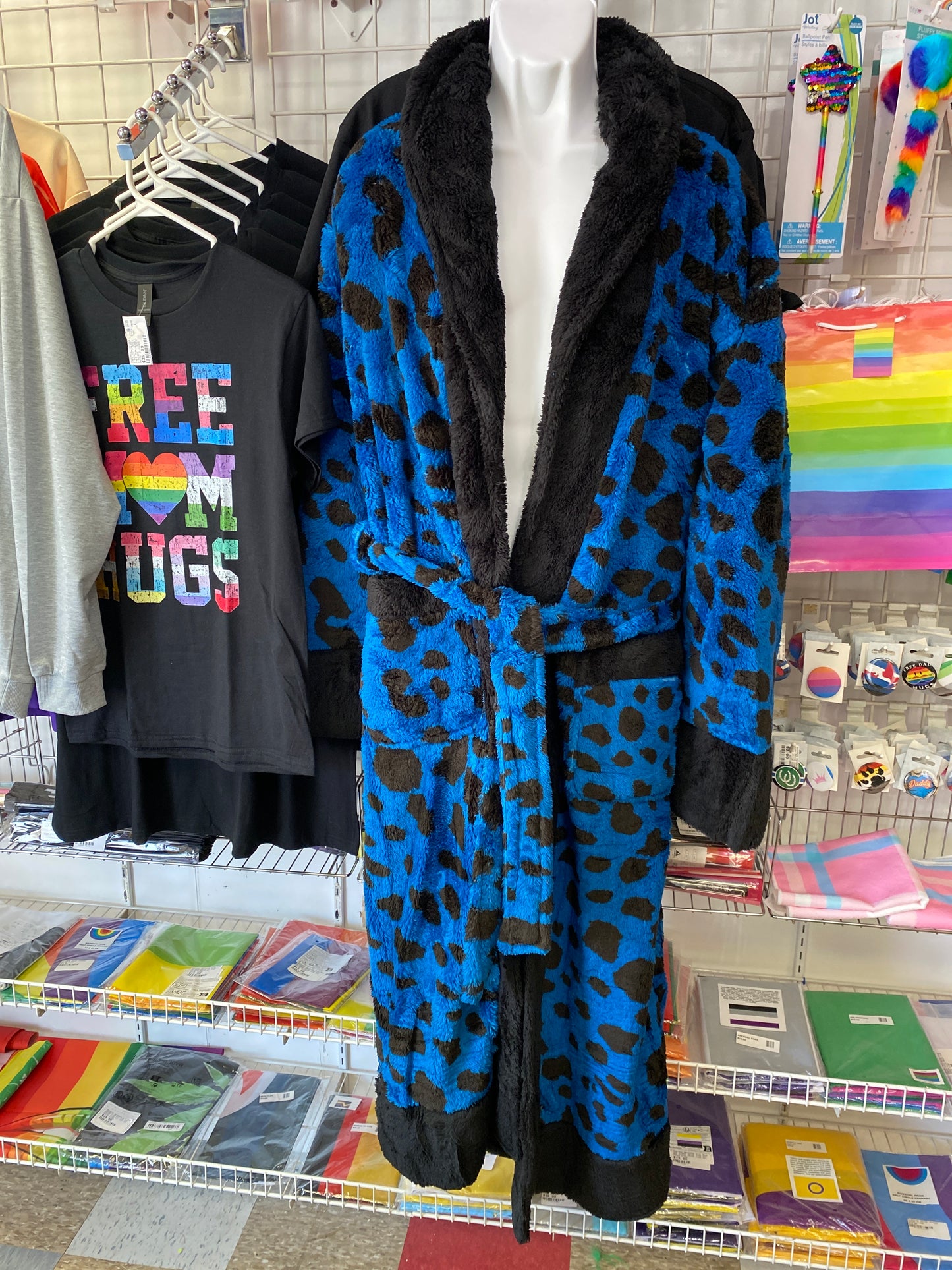 BLUE LEOPARD PRINT HOUSE COAT