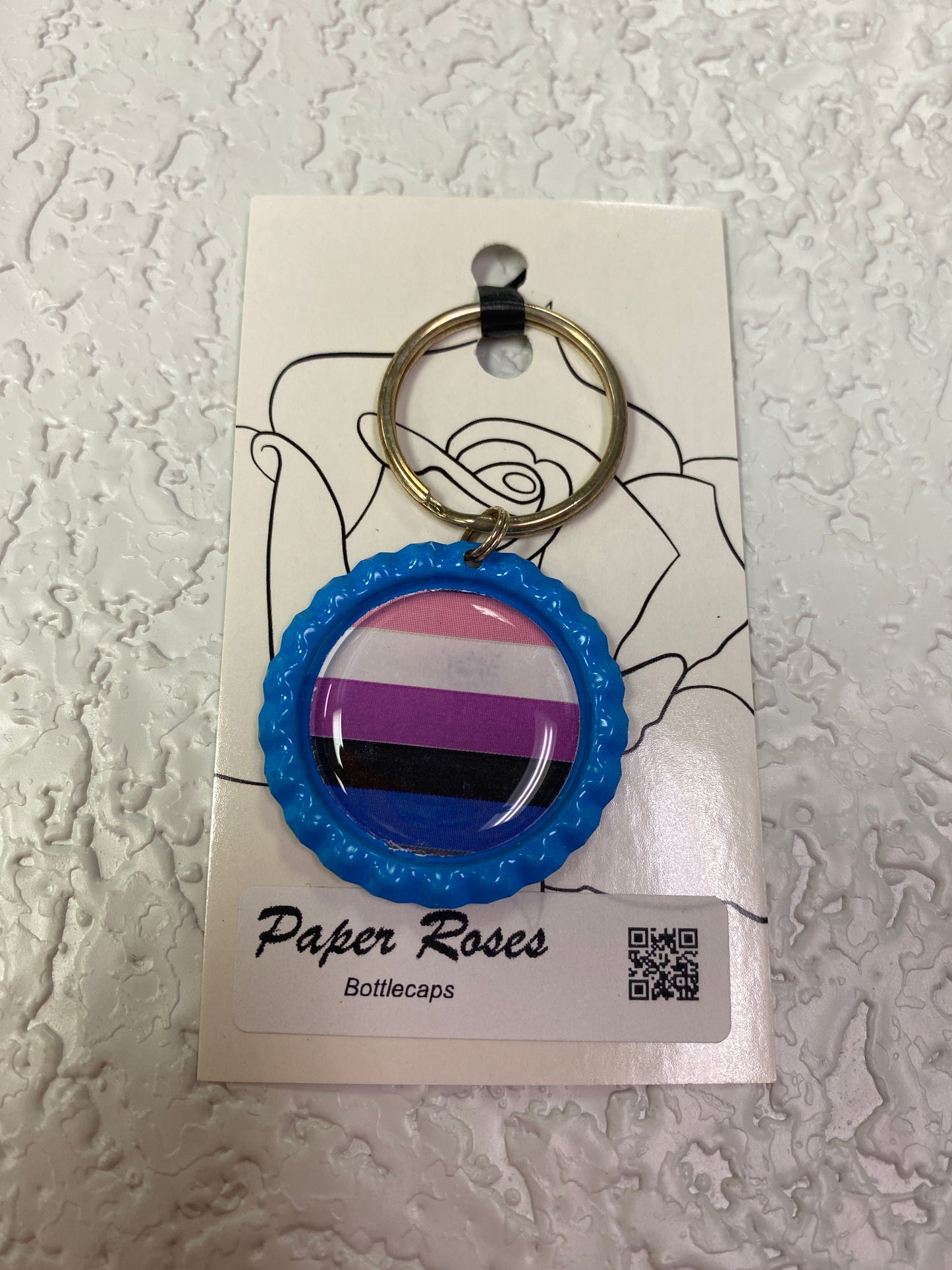 BLUE PRIDE BOTTLE CAP KEYCHAIN