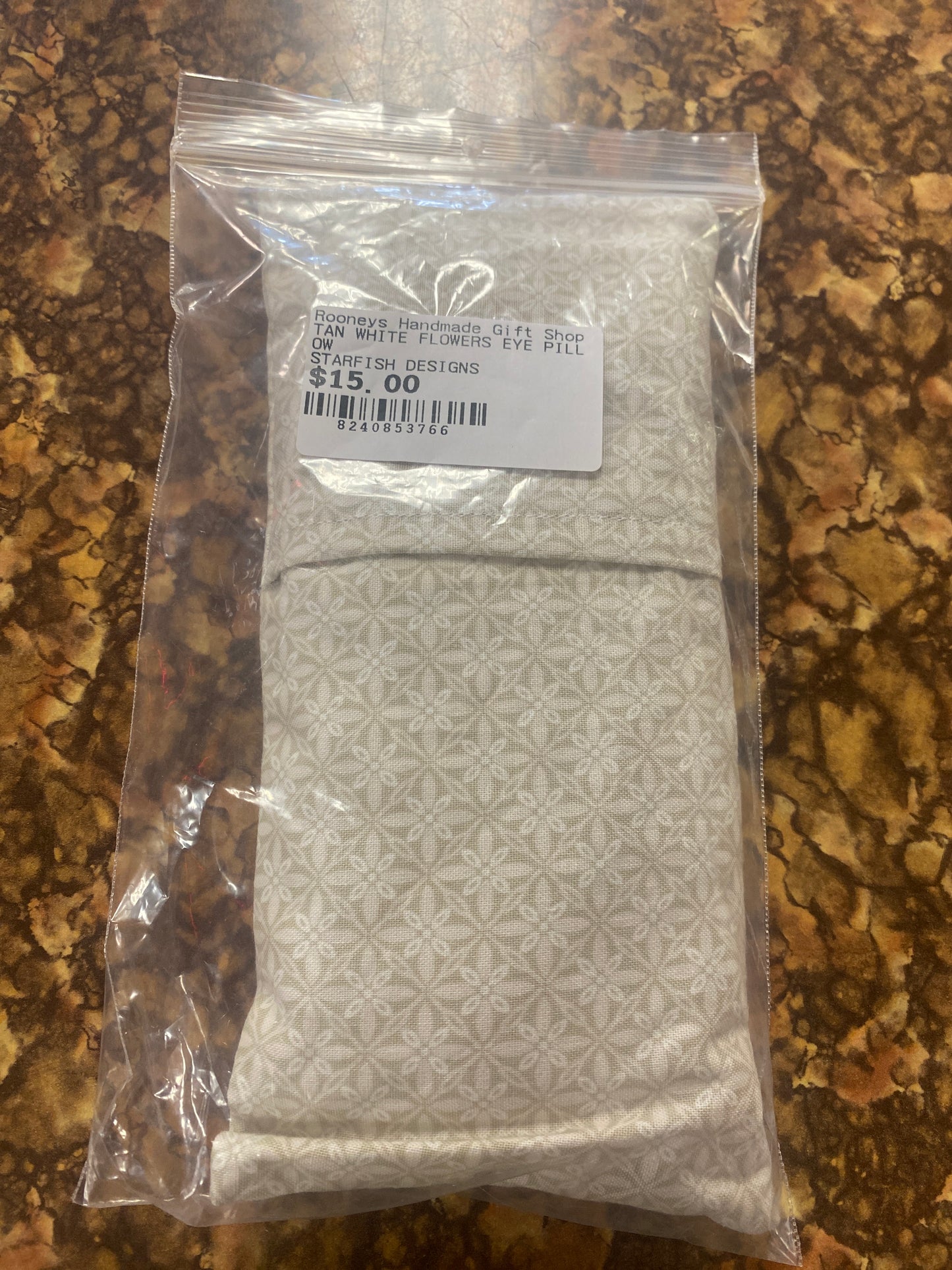 TAN WHITE FLOWERS EYE PILLOW