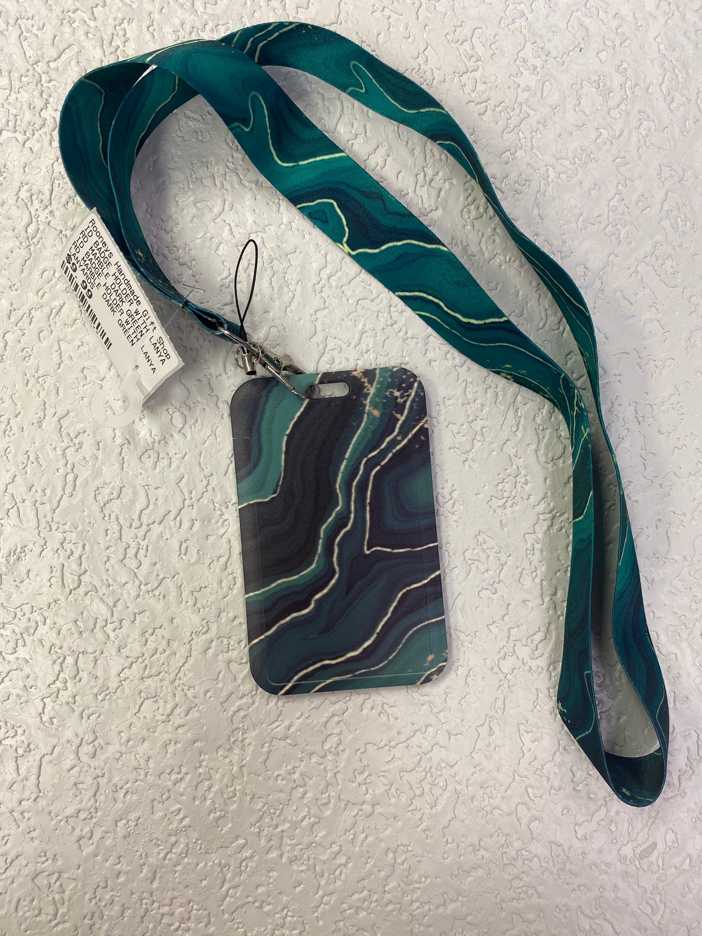 ID BADGE HOLDER WITH LANYARD MARBLE DARK GREEN