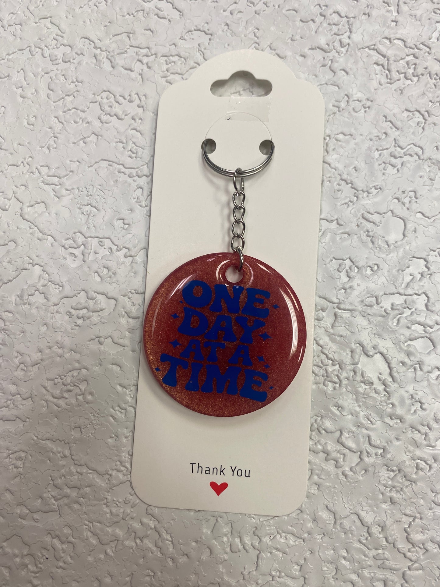 KEYCHAIN ONE DAY AT A TIME BLUE