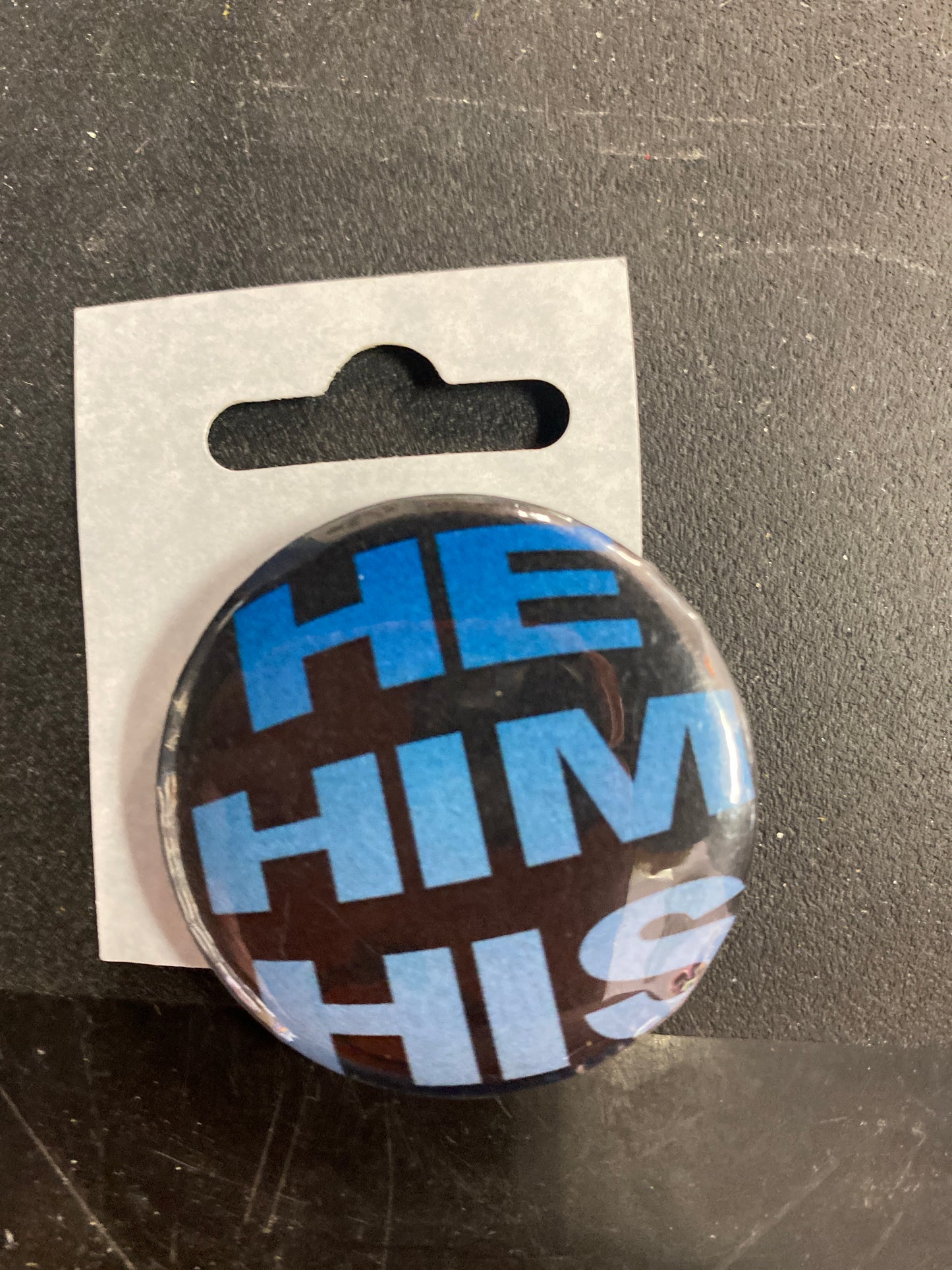 HE HIS HIM BLACK BUTTON