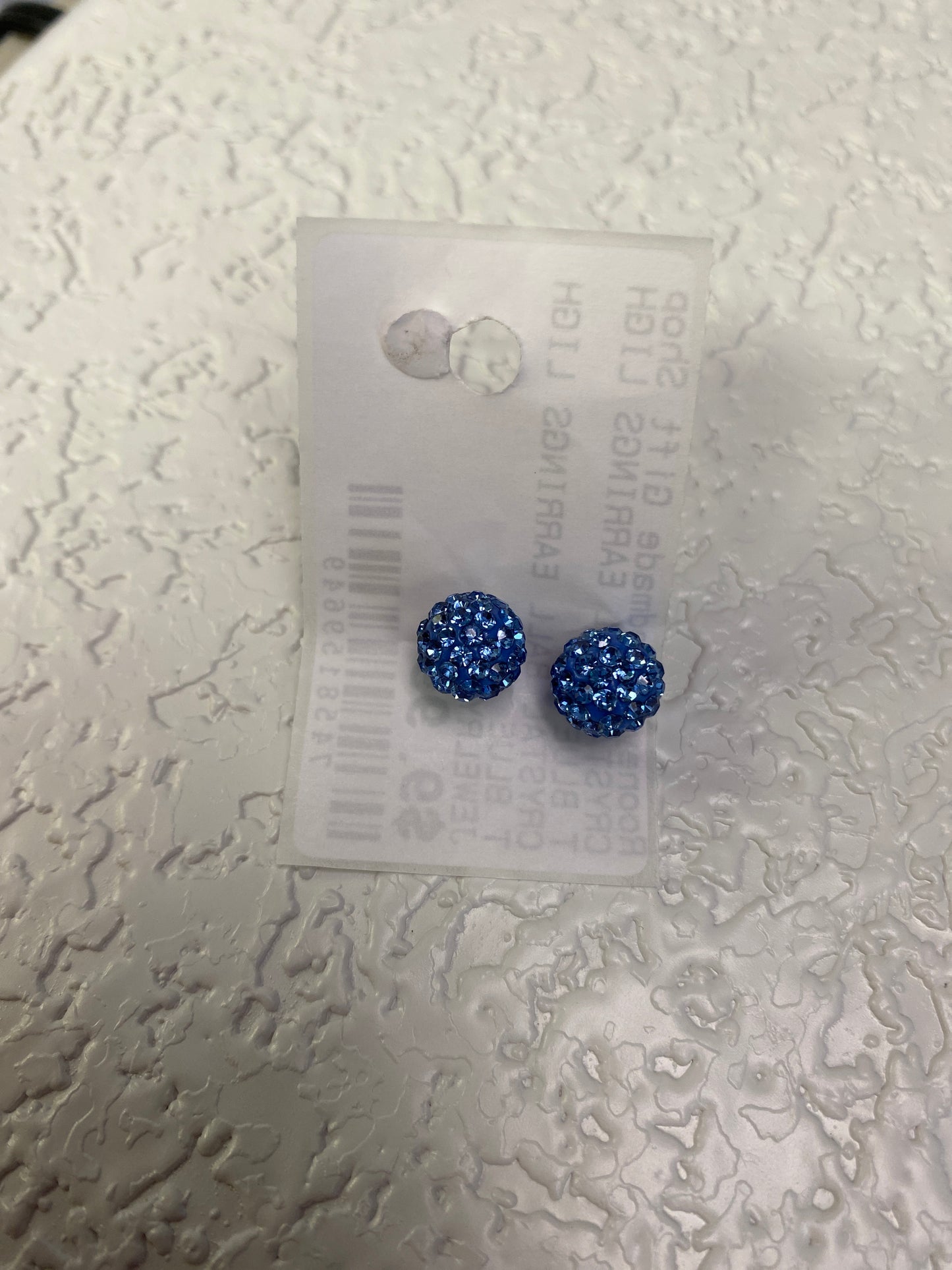 CRYSTAL BALL EARRINGS LIGHT BLUE