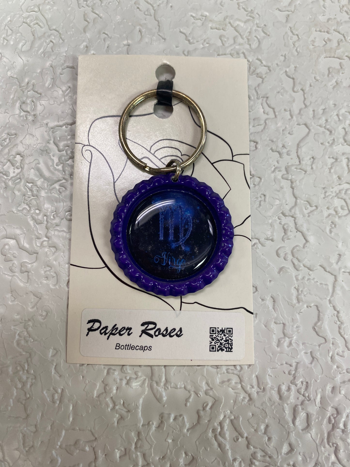 PURPLE VIRGO BOTTLE CAP KEYCHAIN