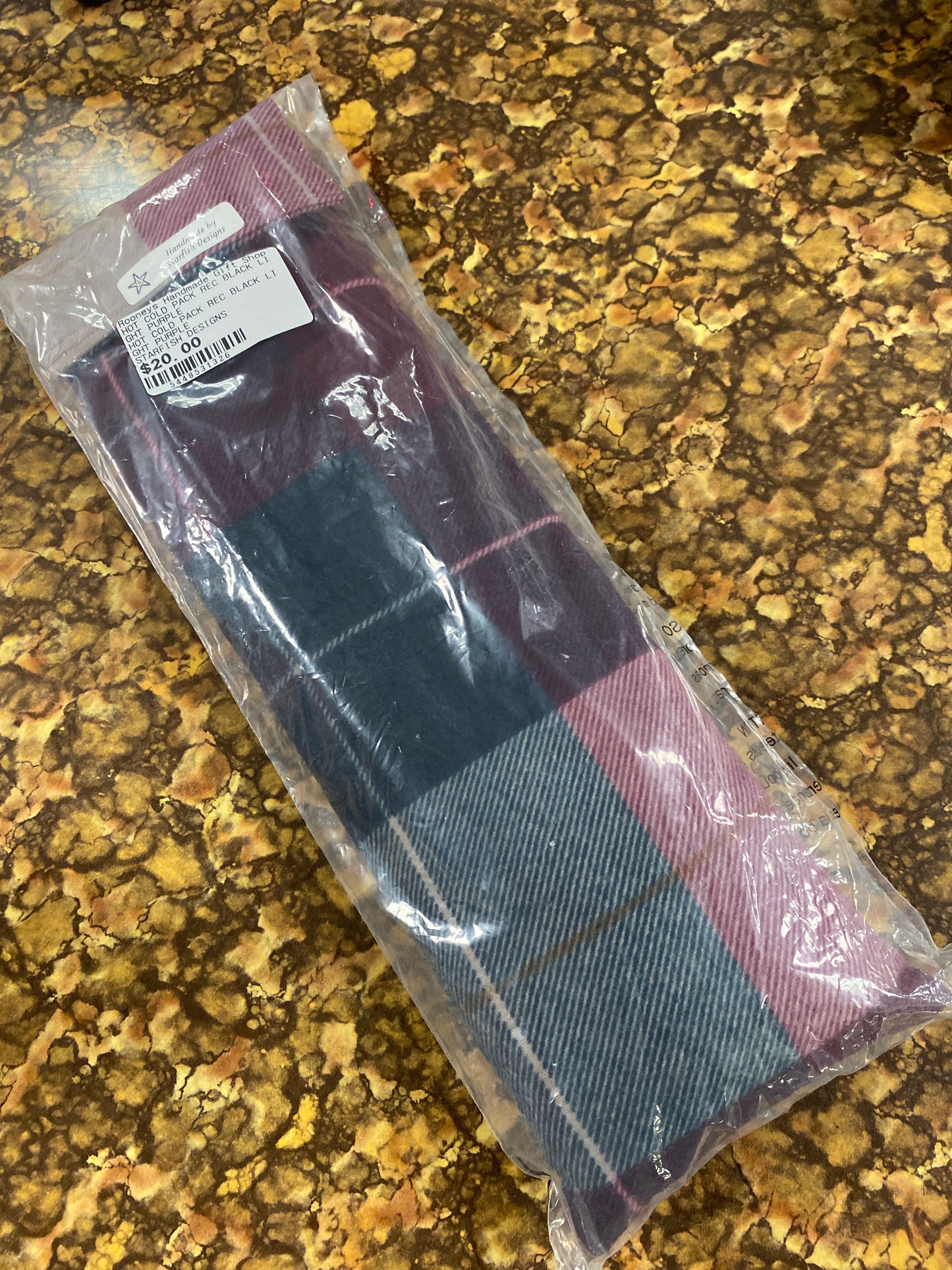 Hot cold pack rectangular black light purple