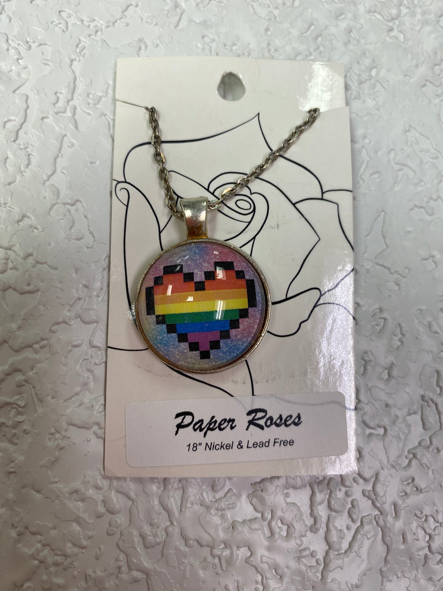 RAINBOW PIXEL HEART NECKLACE