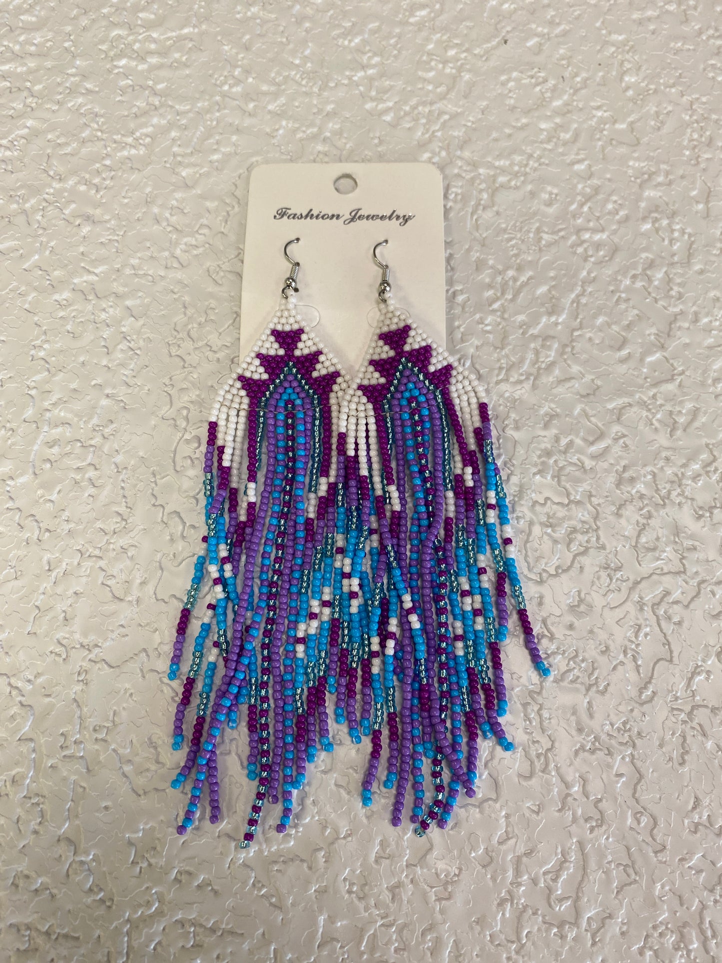 BOHEMIAN PURPLE FLOWER BEAD EARRINGS