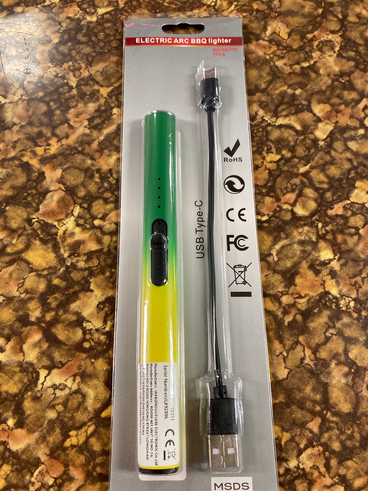 GREEN YELLOW ELECTRIC LIGHTER RECHARGE
