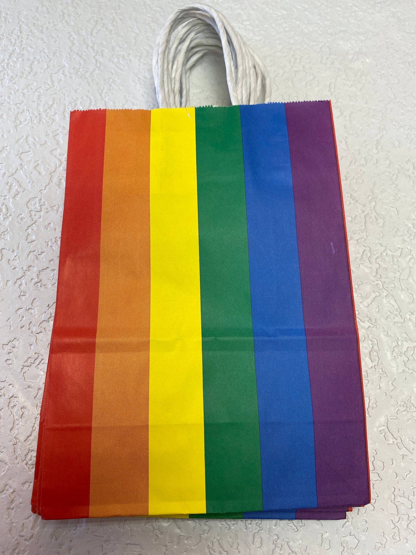 PRIDE PAPER GIFT BAG TOP TO BOTTOM RAINBOW PRIDE FLAG