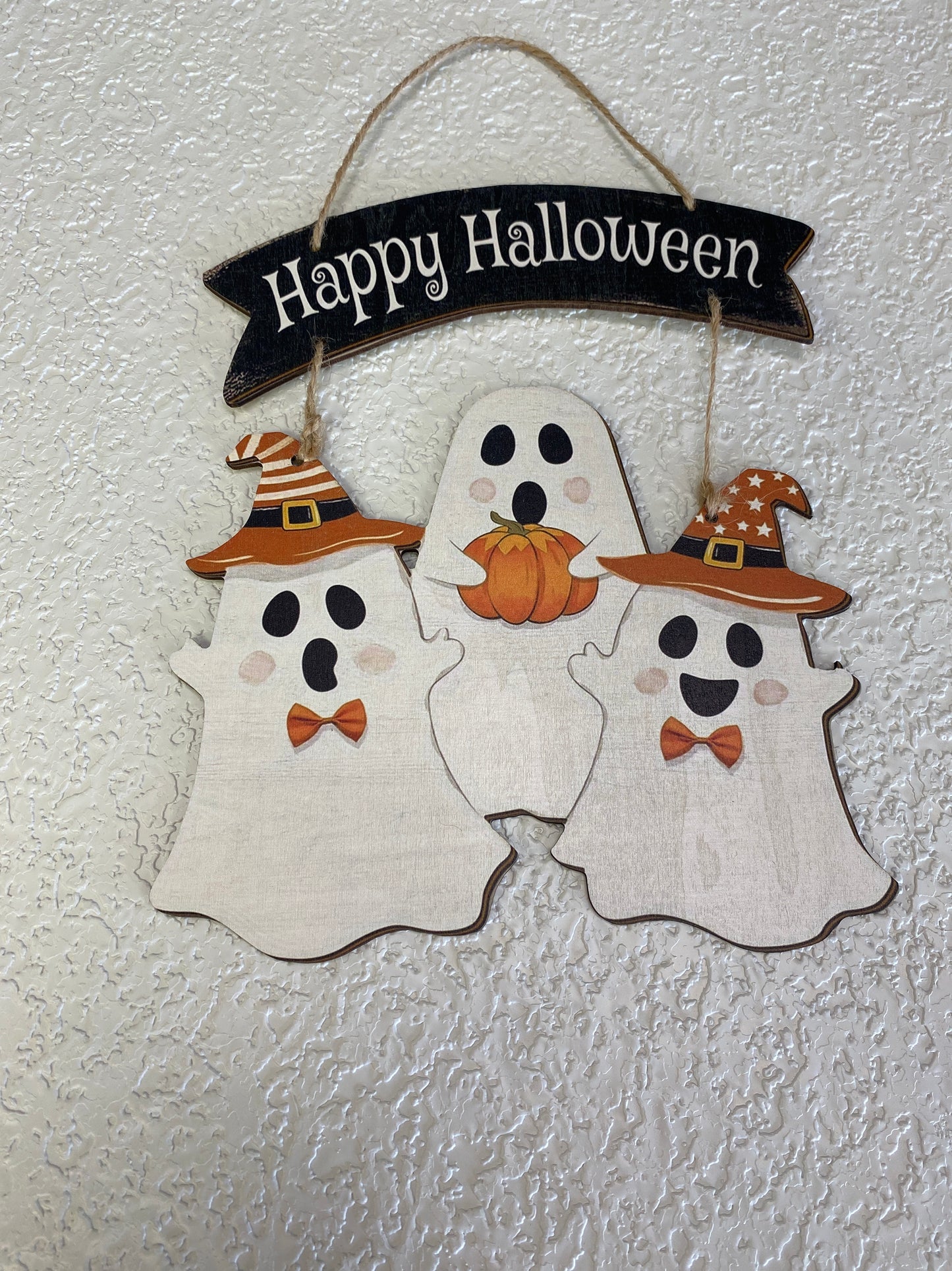 HALLOWEEN WOOD GHOSTS HANGING SIGN