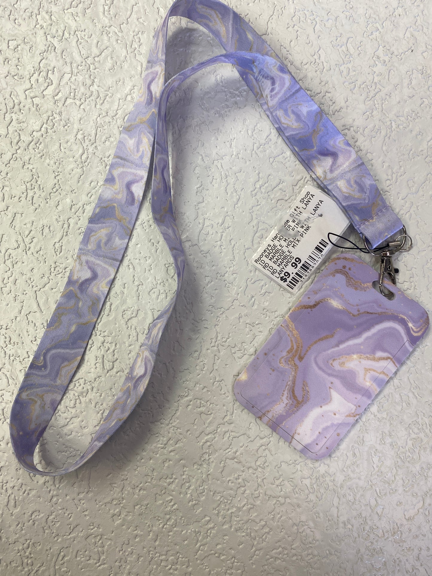 ID BADGE HOLDER WITH LANYARD MARBLE MIX PINK
