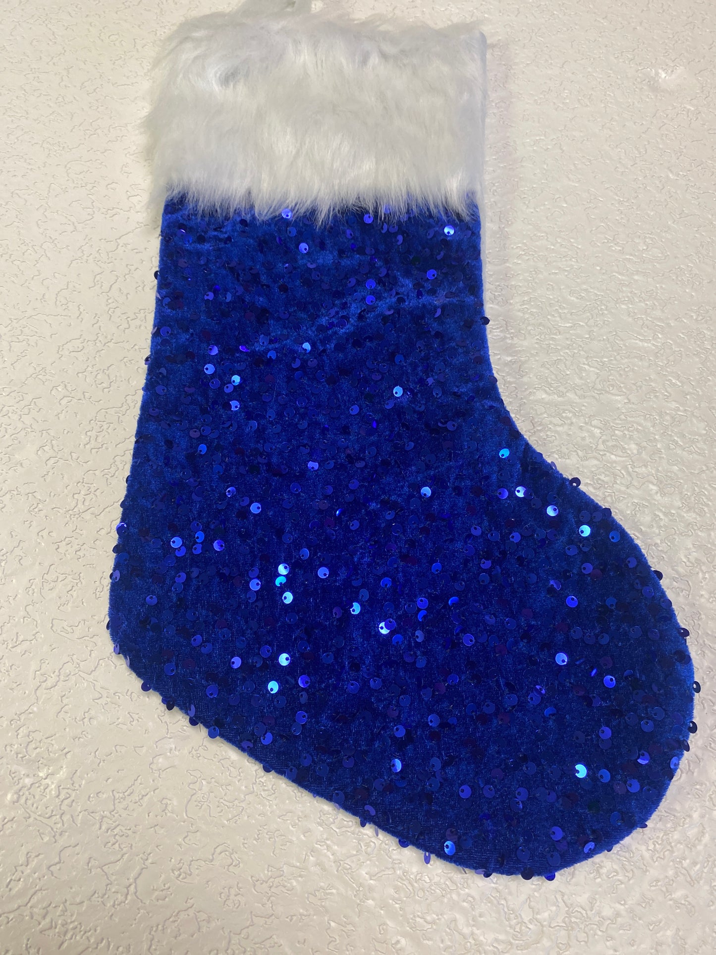 DEEP BLUE SPARKLE XMAS STOCKING