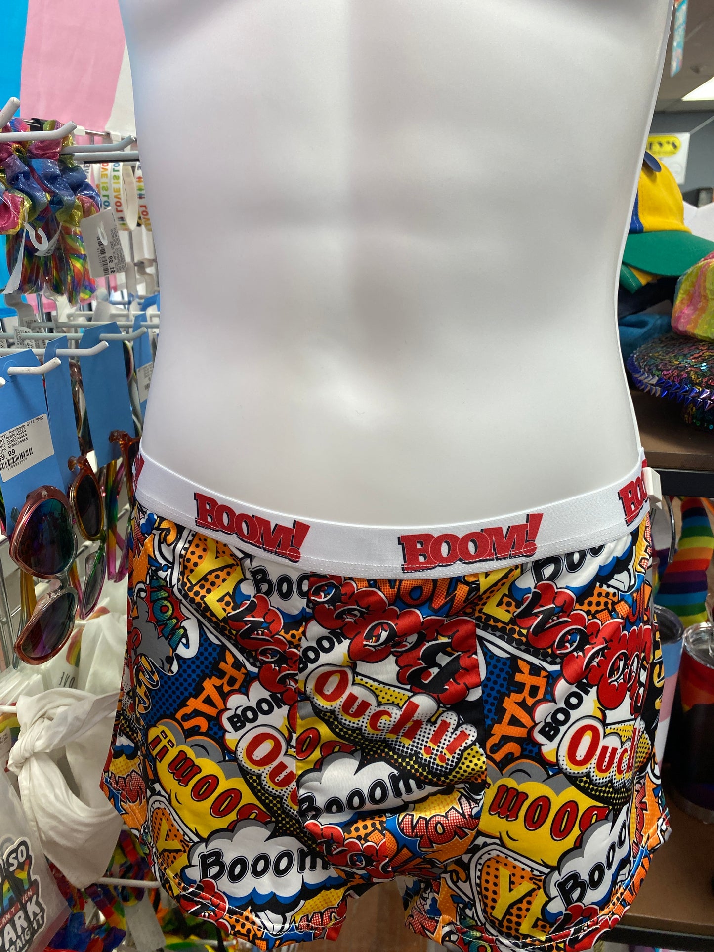MENS RED COMIC PRINT BOOM BOXER SHORTS