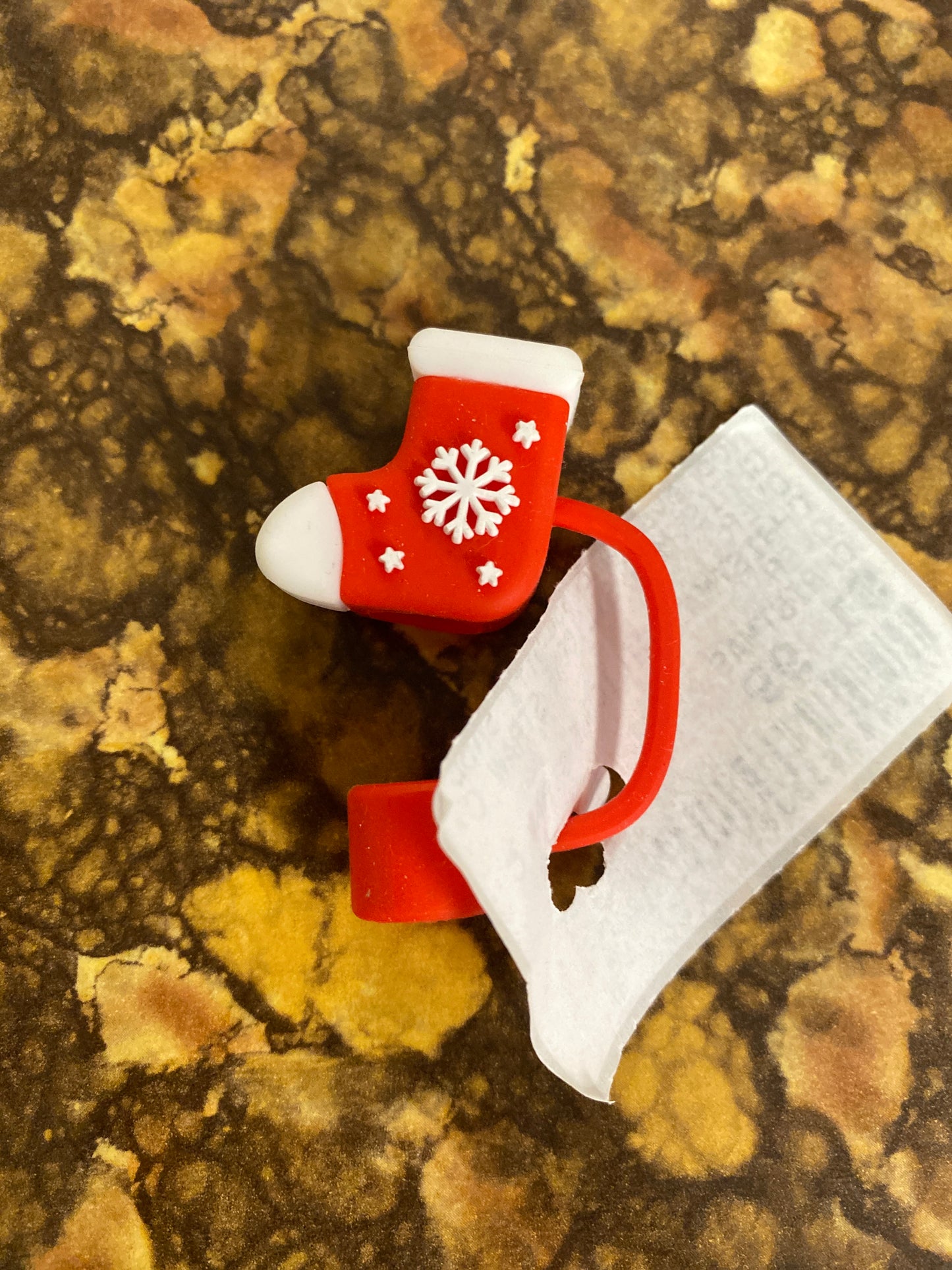 CHRISTMAS RED STOCKING STRAW COVER