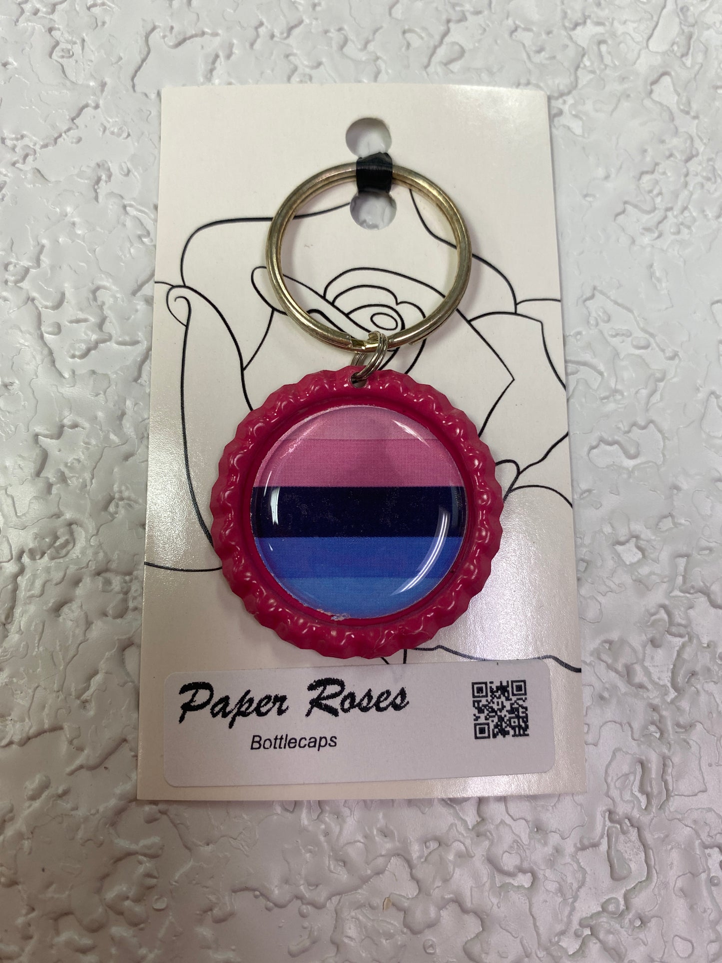 PINK PRIDE BOTTLE CAP KEYCHAIN
