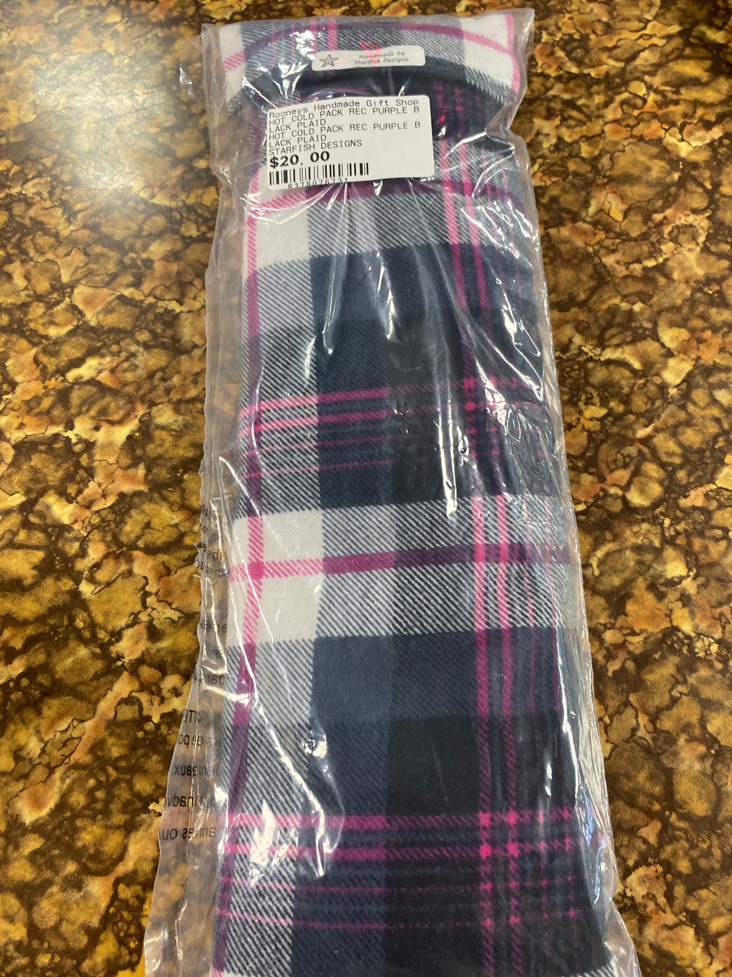 Hot cold pack rectangular purple black plaid