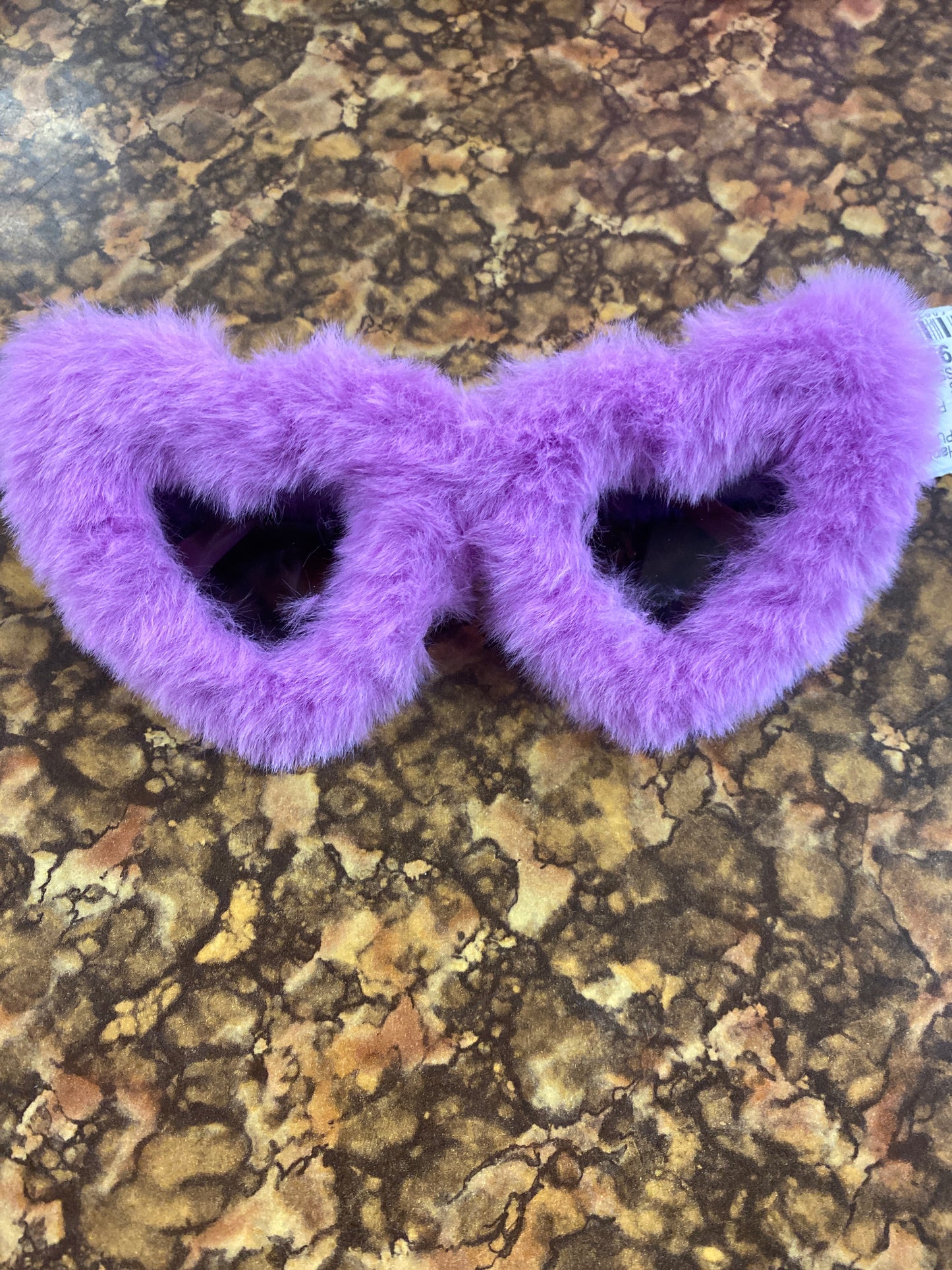 NOVELTY PURPLE FURRY HEART GLASSES