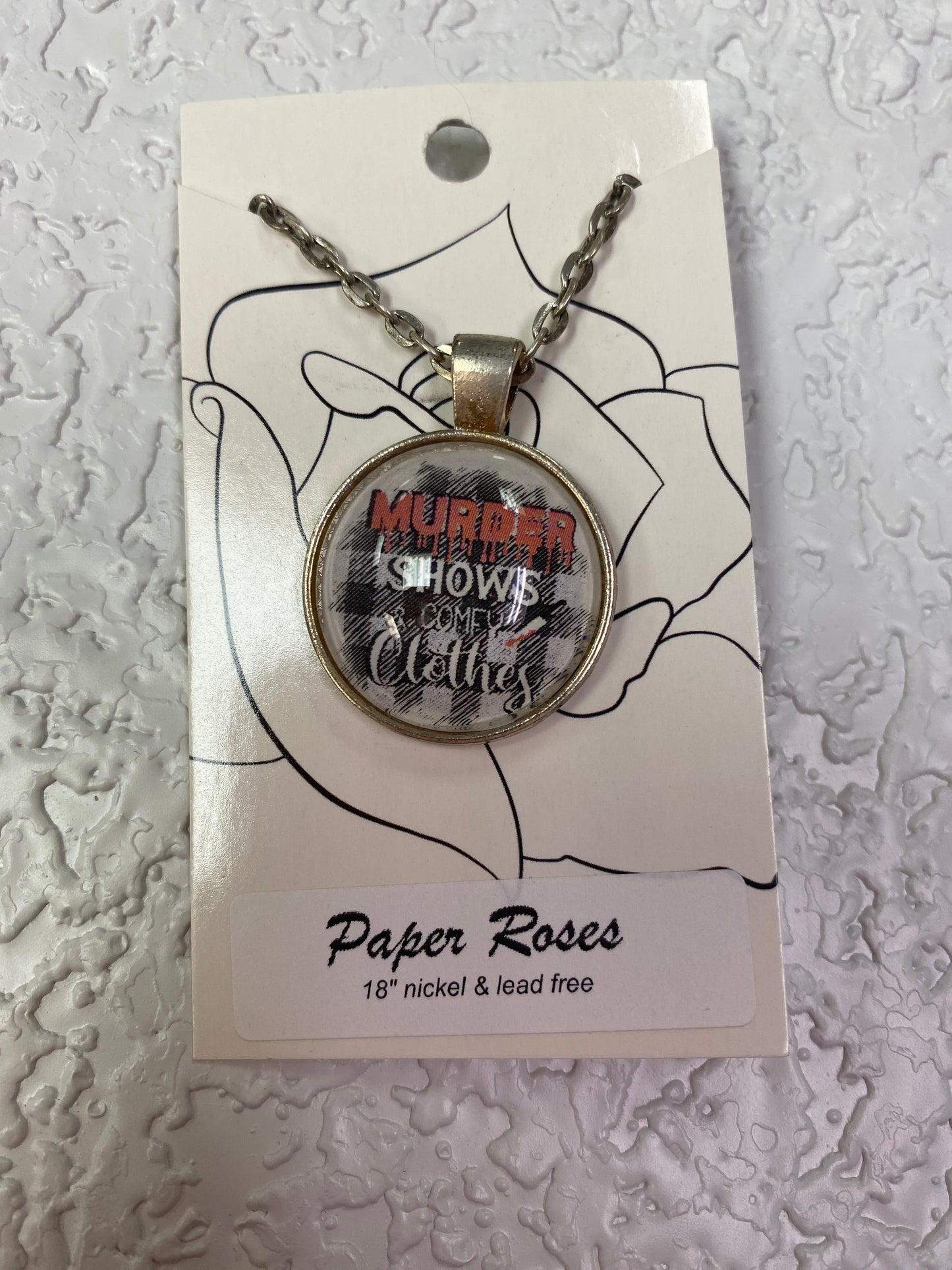 MURDER SHOWS SILVER NECKLACE