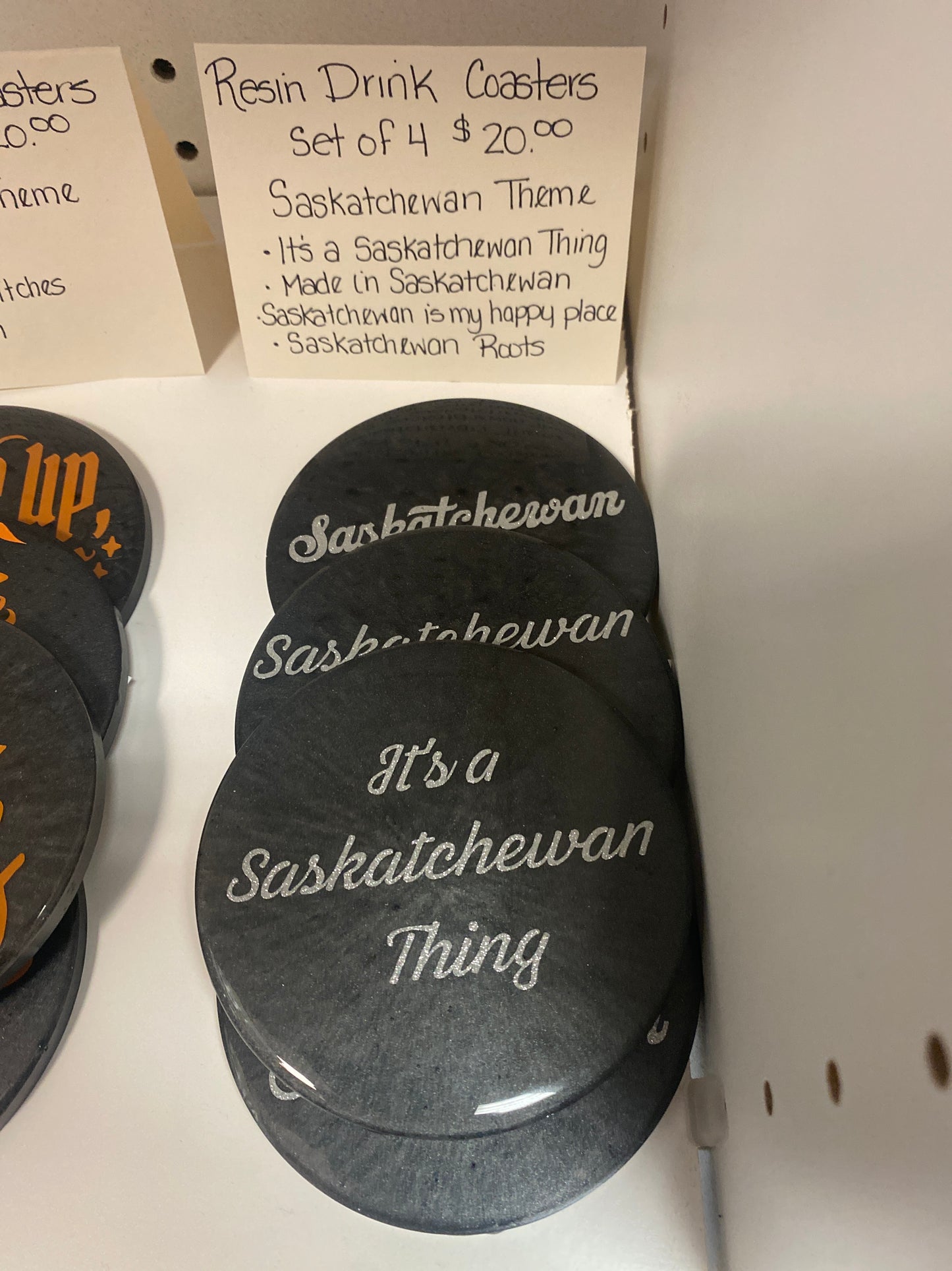 RESIN DRINK COASTERS SASK THEME SET OF 4