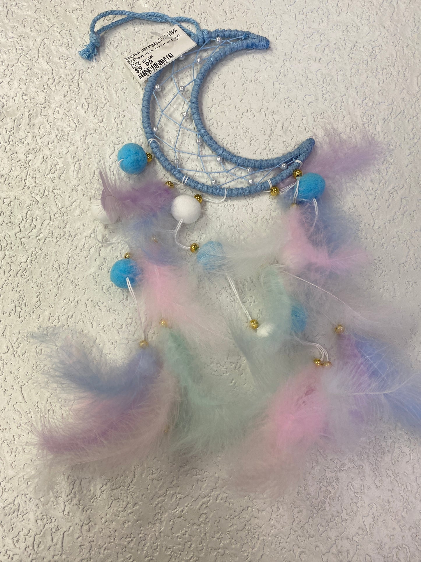FEATHER MOON DREAM CATCHER BLUE