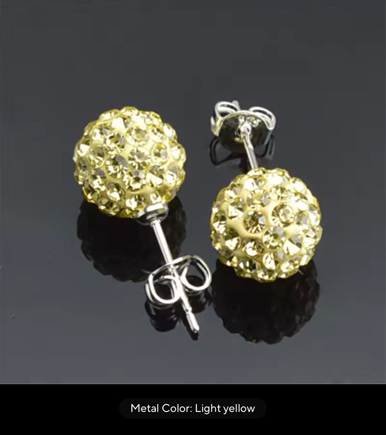 CRYSTAL BALL EARRINGS LIGHT YELLOW