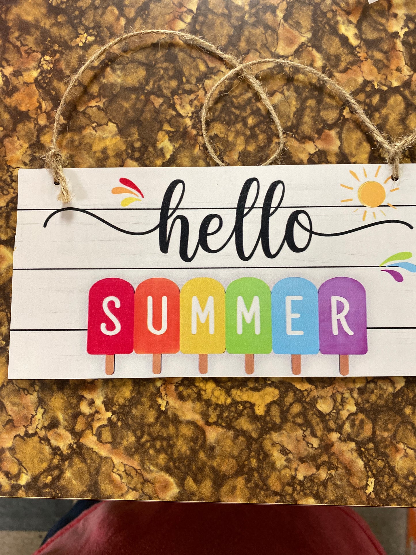 HELLO SUMMER WOOD SQUARE SIGN