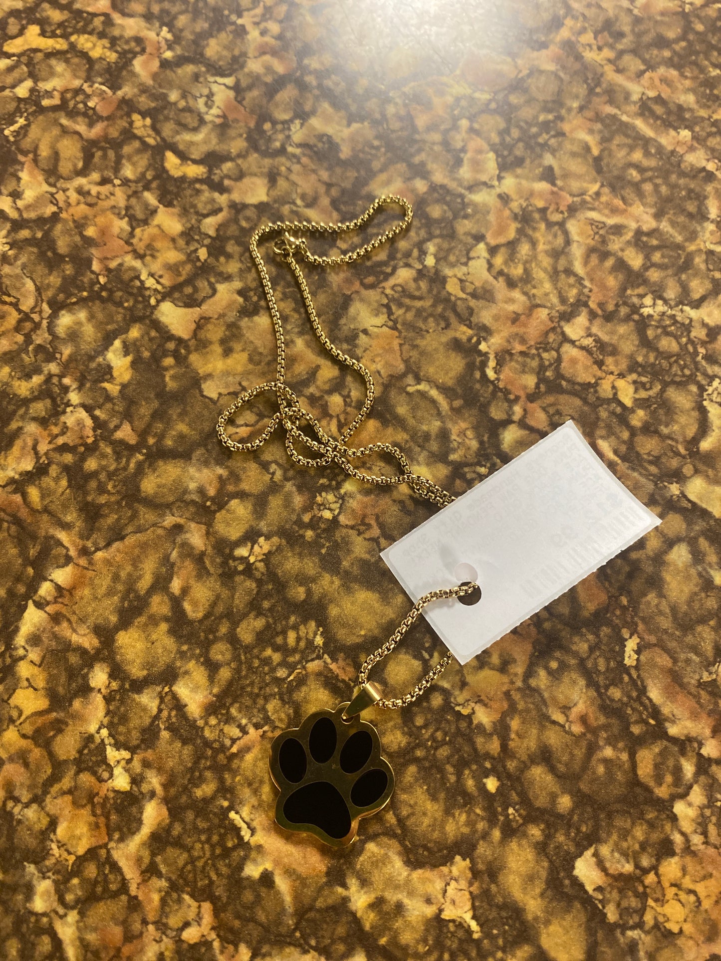 PUNK DOG PAW PENDANT NECKLACE BLACK GOLD