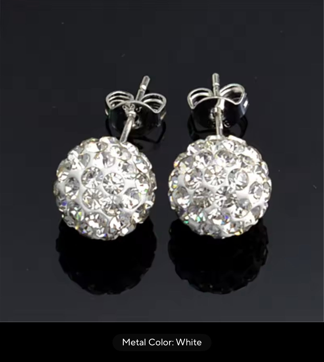 CRYSTAL BALL EARRINGS WHITE