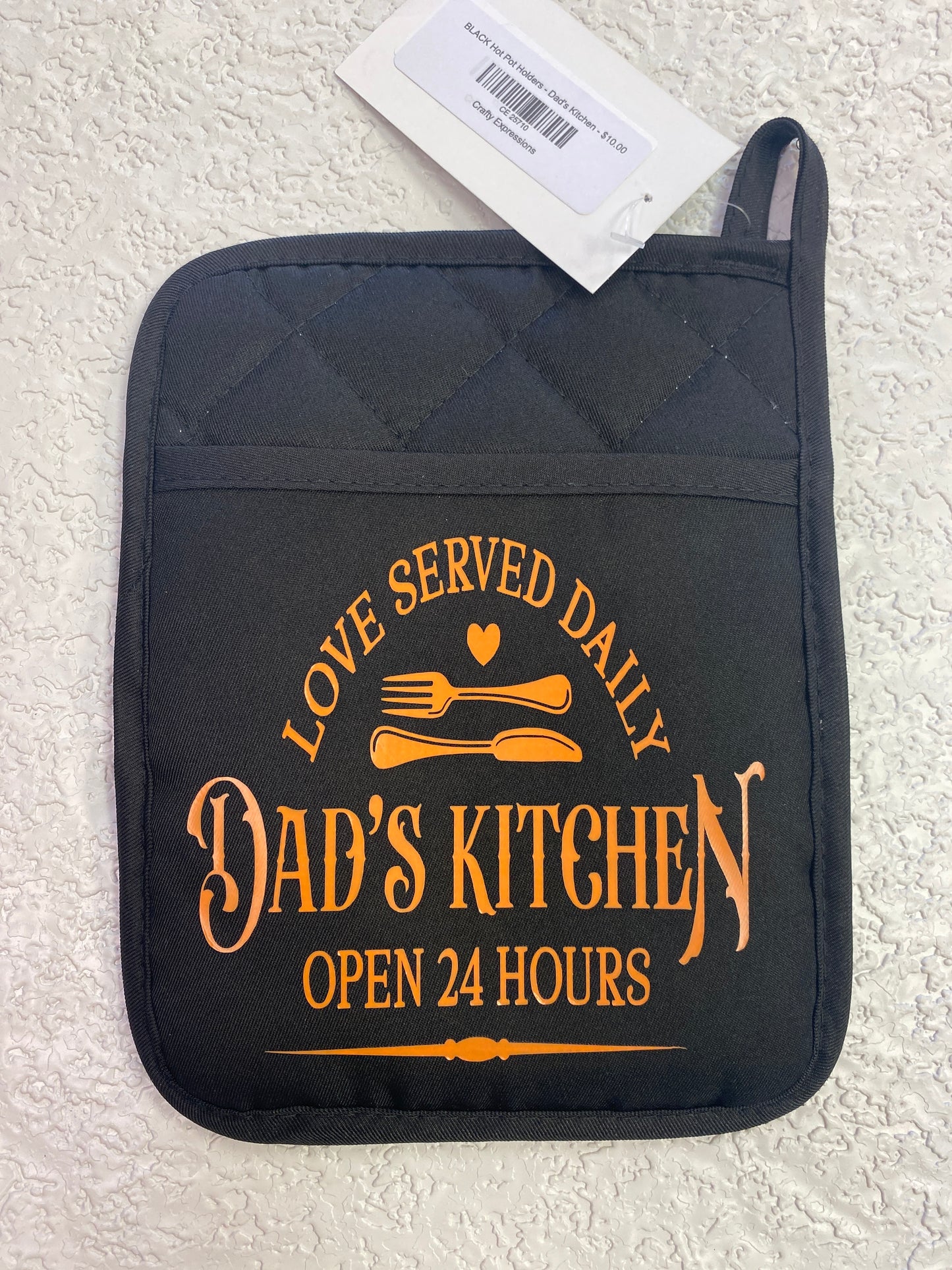 BLACK HOT POT HOLDERS DADS KITCHEN