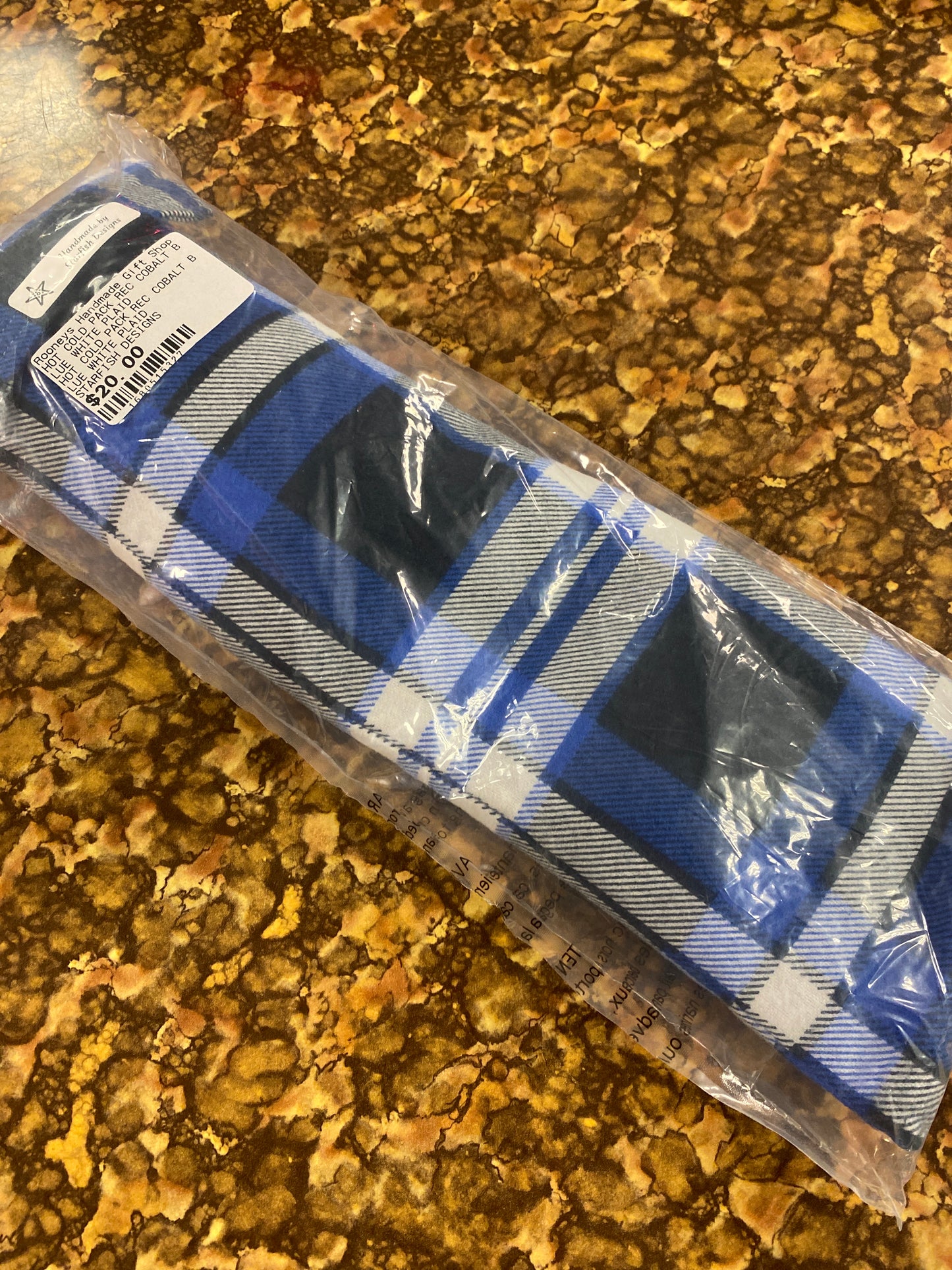 Hot cold pack rectangular blue white plaid