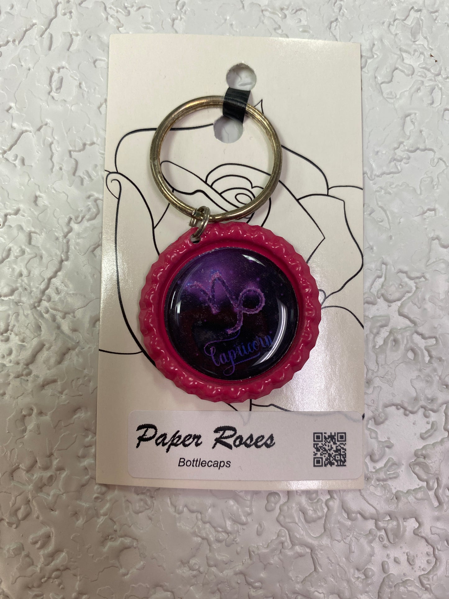 PINK CAP BOTTLE CAP KEYCHAIN