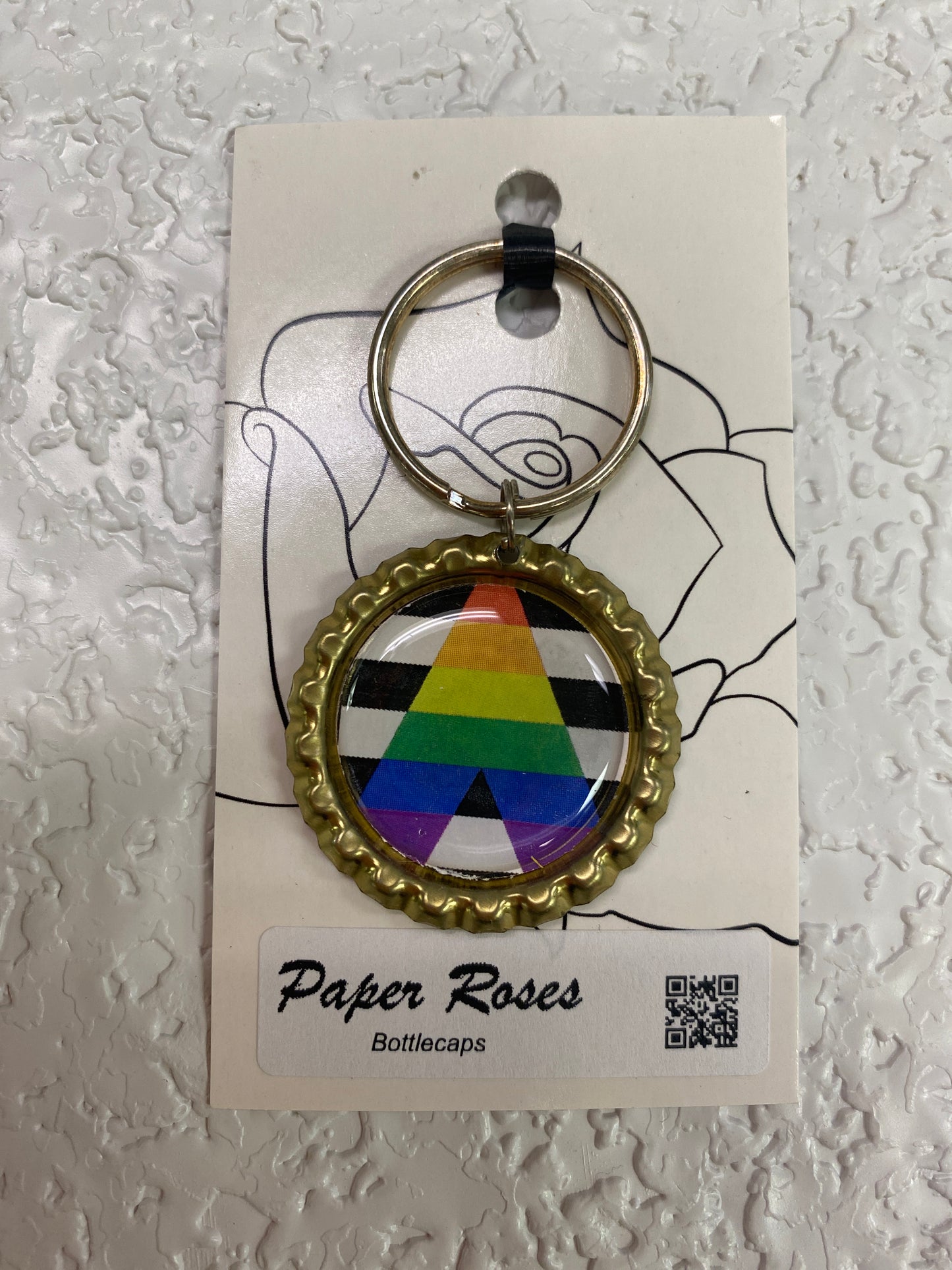 GOLD ALLY PRIDE BOTTLE CAP KEYCHAIN