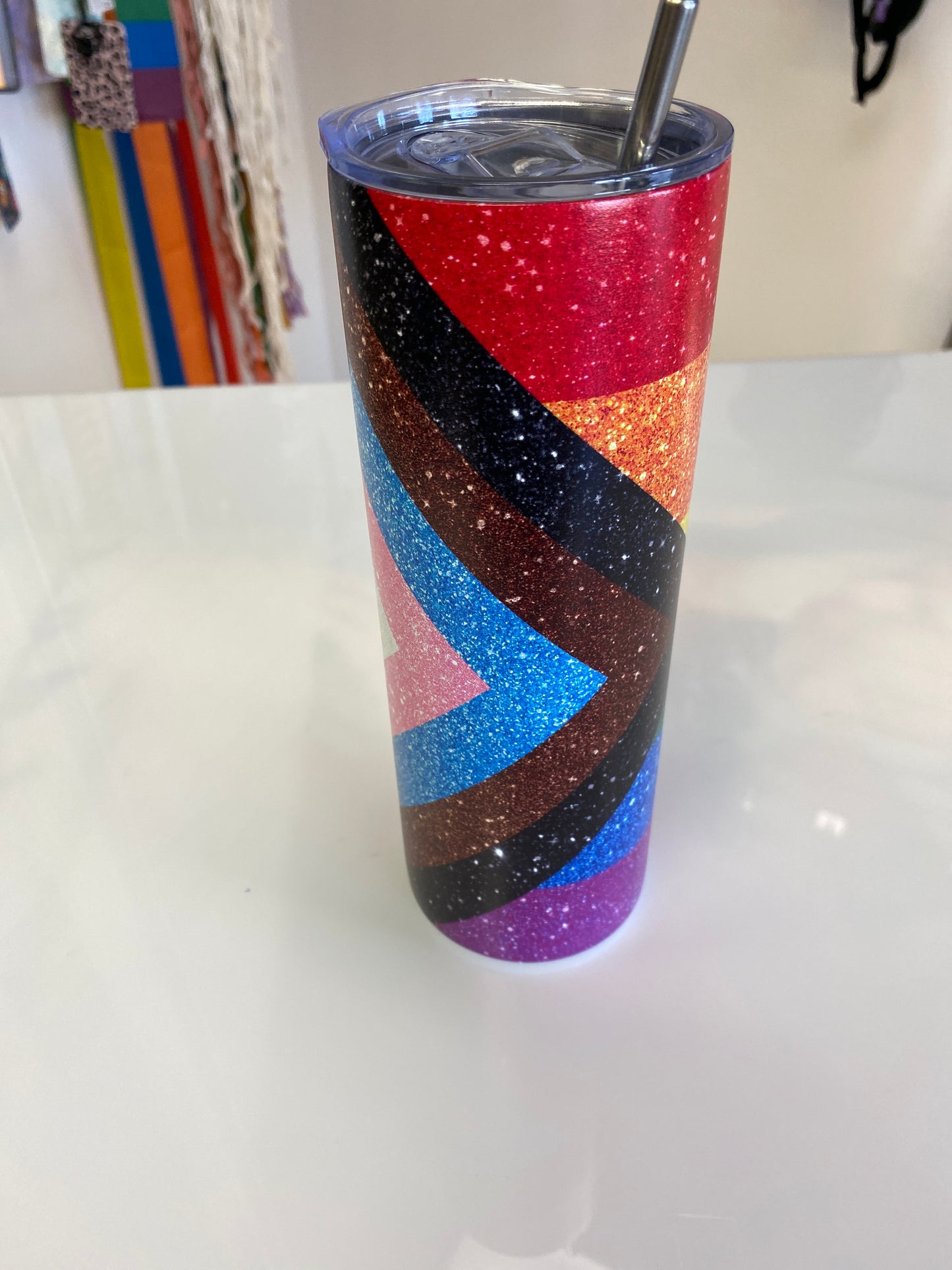20 OZ GLITTER PRINT SKINNY STAINLESS STEEL INSULAT