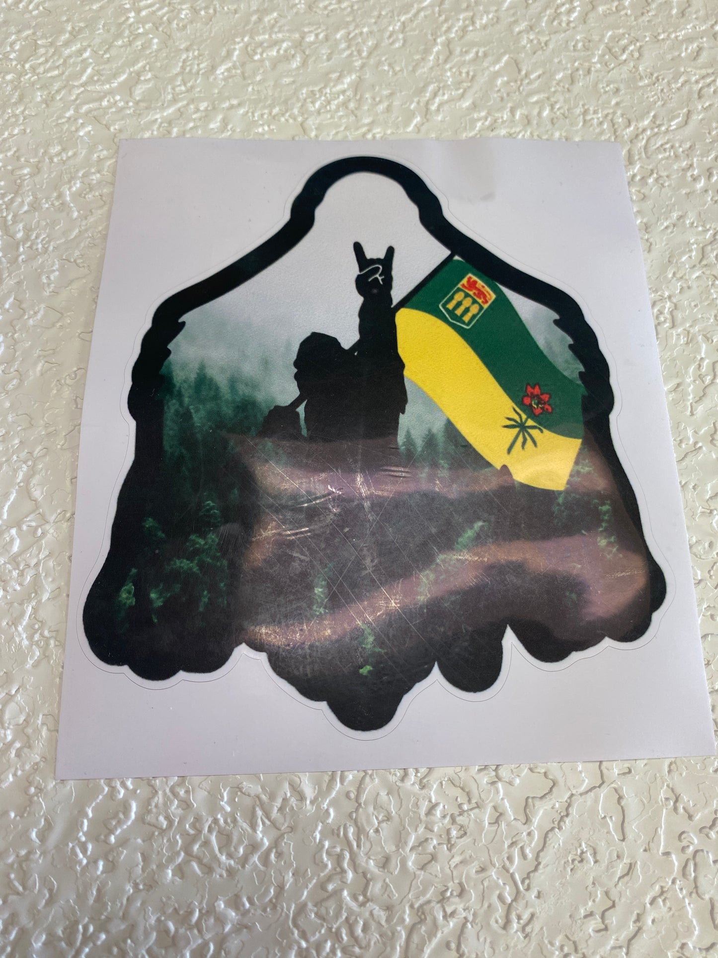BIG FOOT & SASK FLAG CAR STICKER