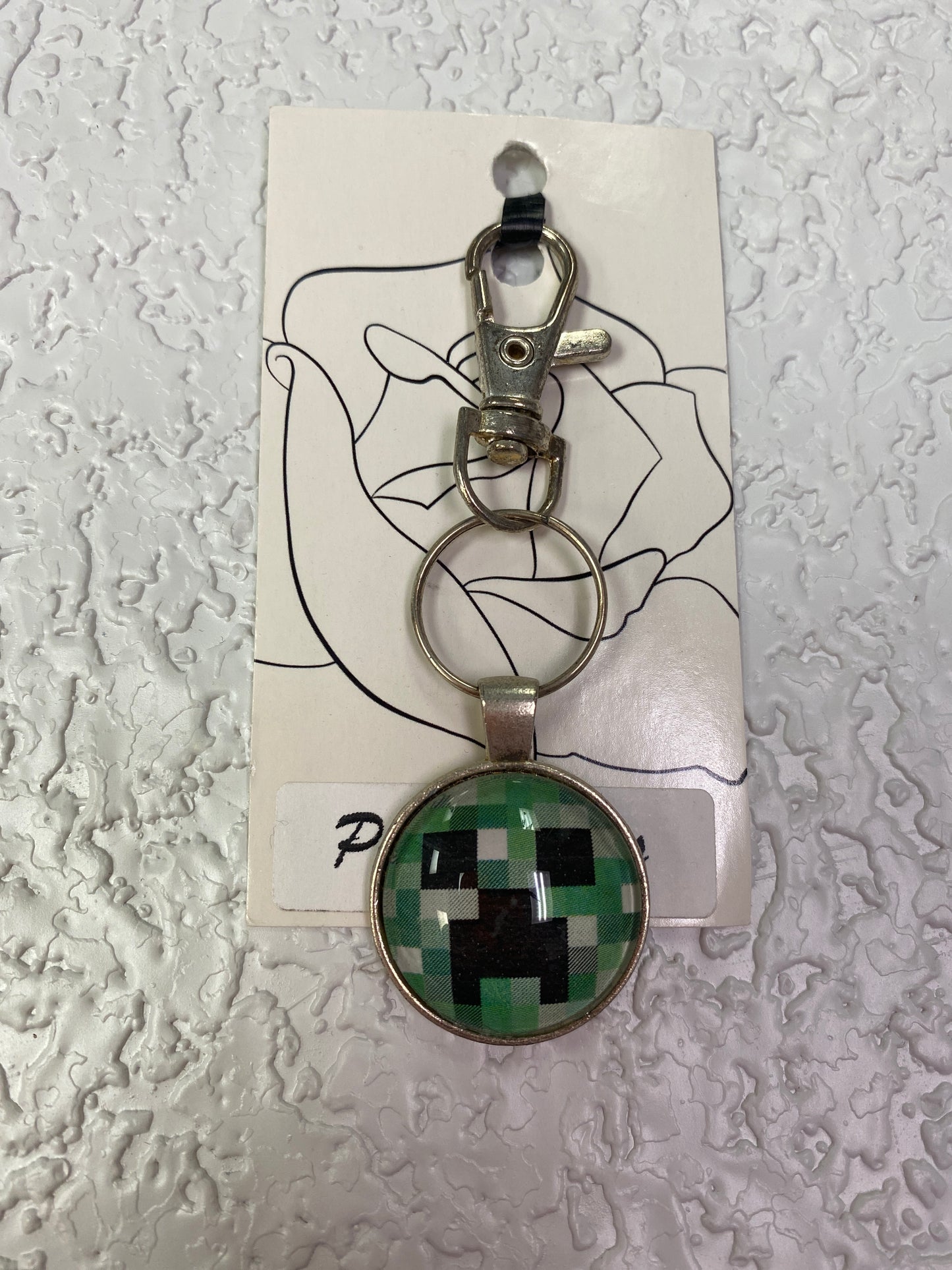 CREEPER SILVER KEYCHAIN