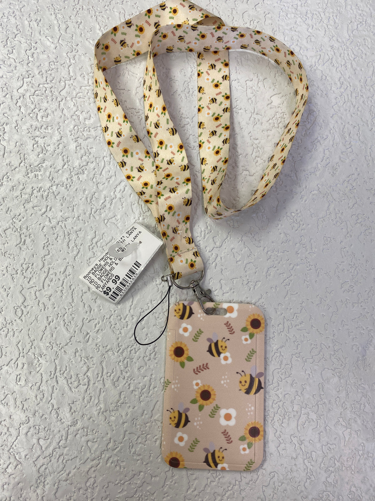 ID BADGE HOLDER WITH LANYARD FLOWERS & BEES