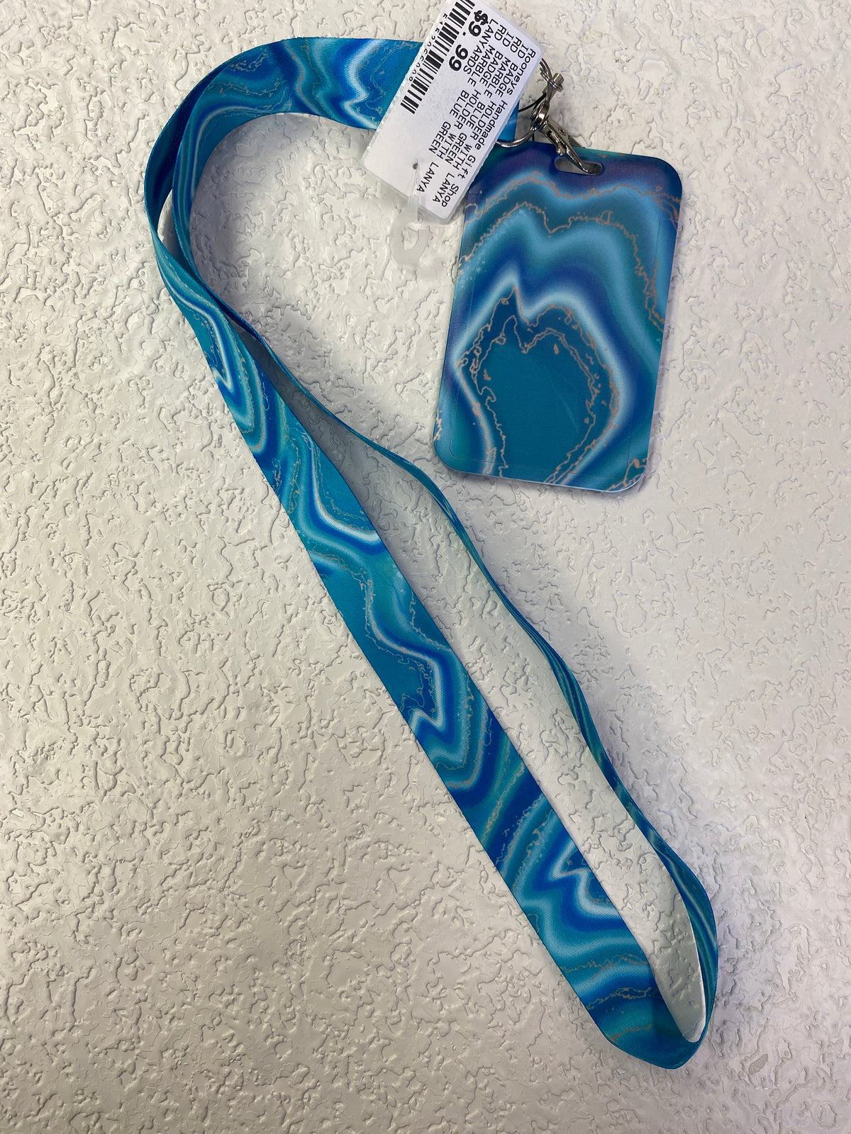 ID BADGE HOLDER WITH LANYARD MARBLE BLUE GREEN