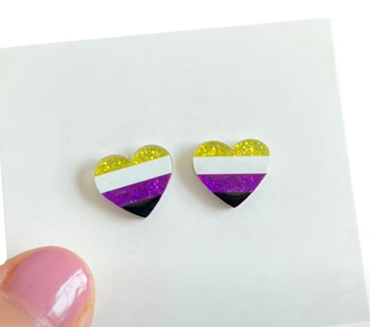 NON BINARY PRIDE HEART EARRINGS