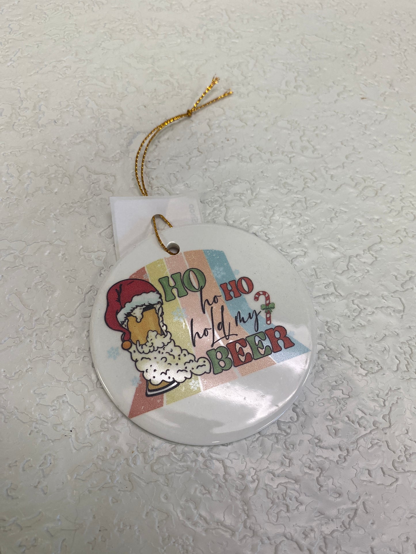 CERAMIC HO HO HOLD ORN