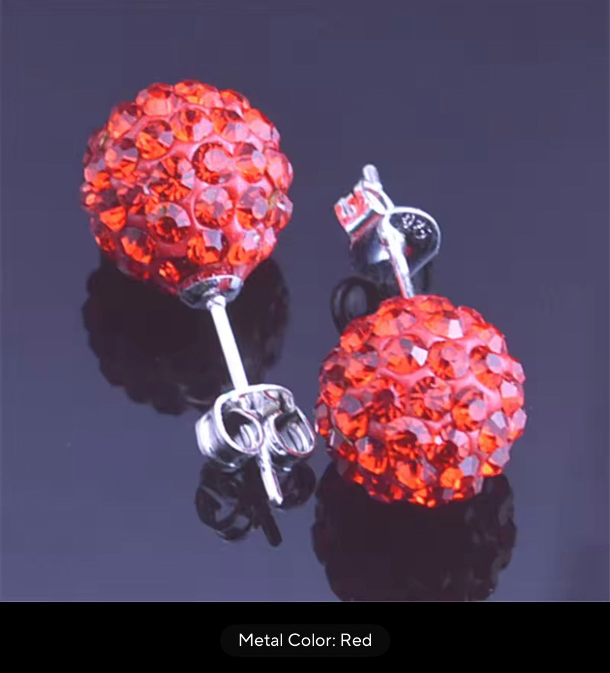CRYSTAL BALL EARRINGS RED