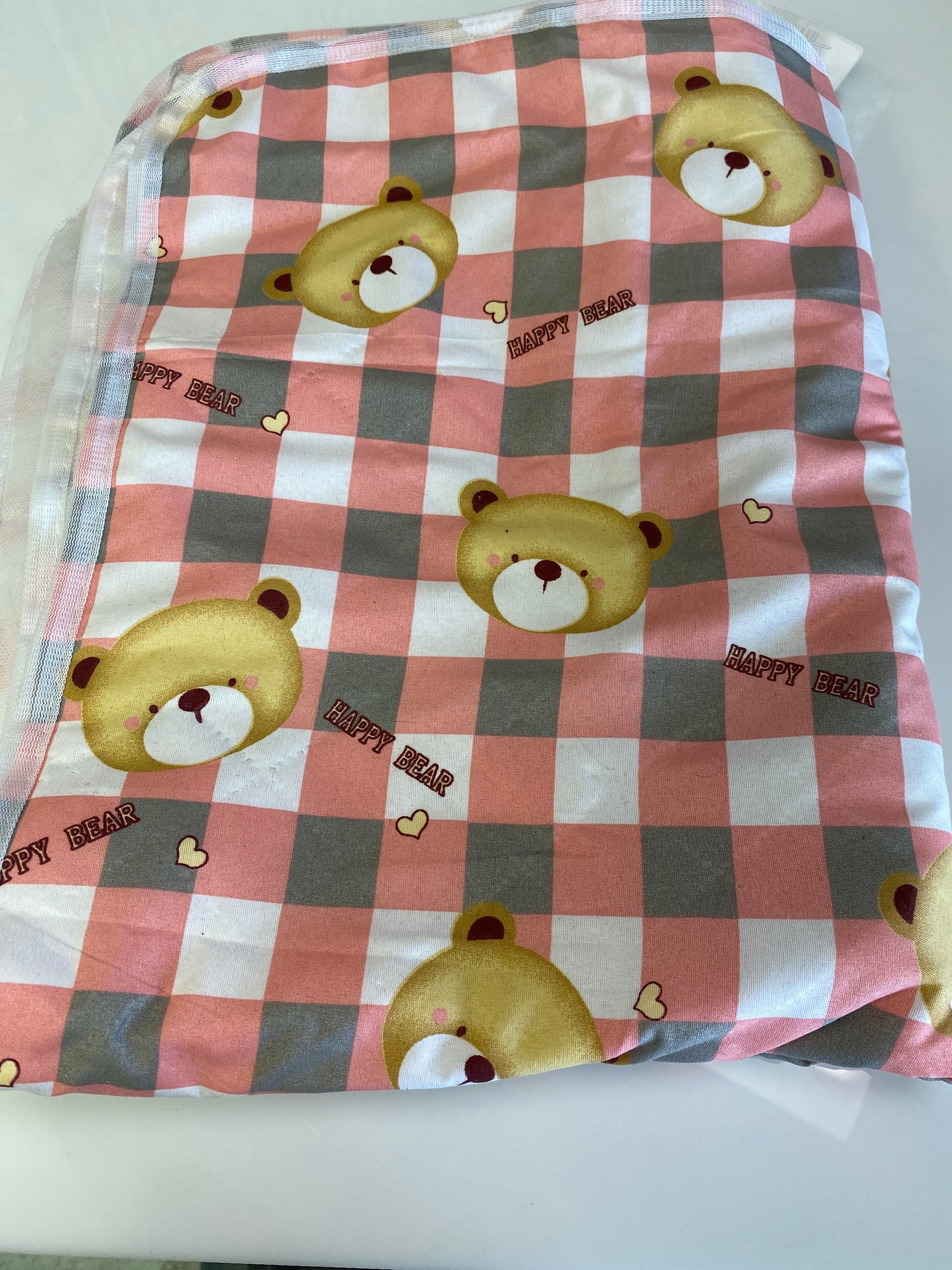 PINK PLAID BEAR REUSABLE INCO PAD