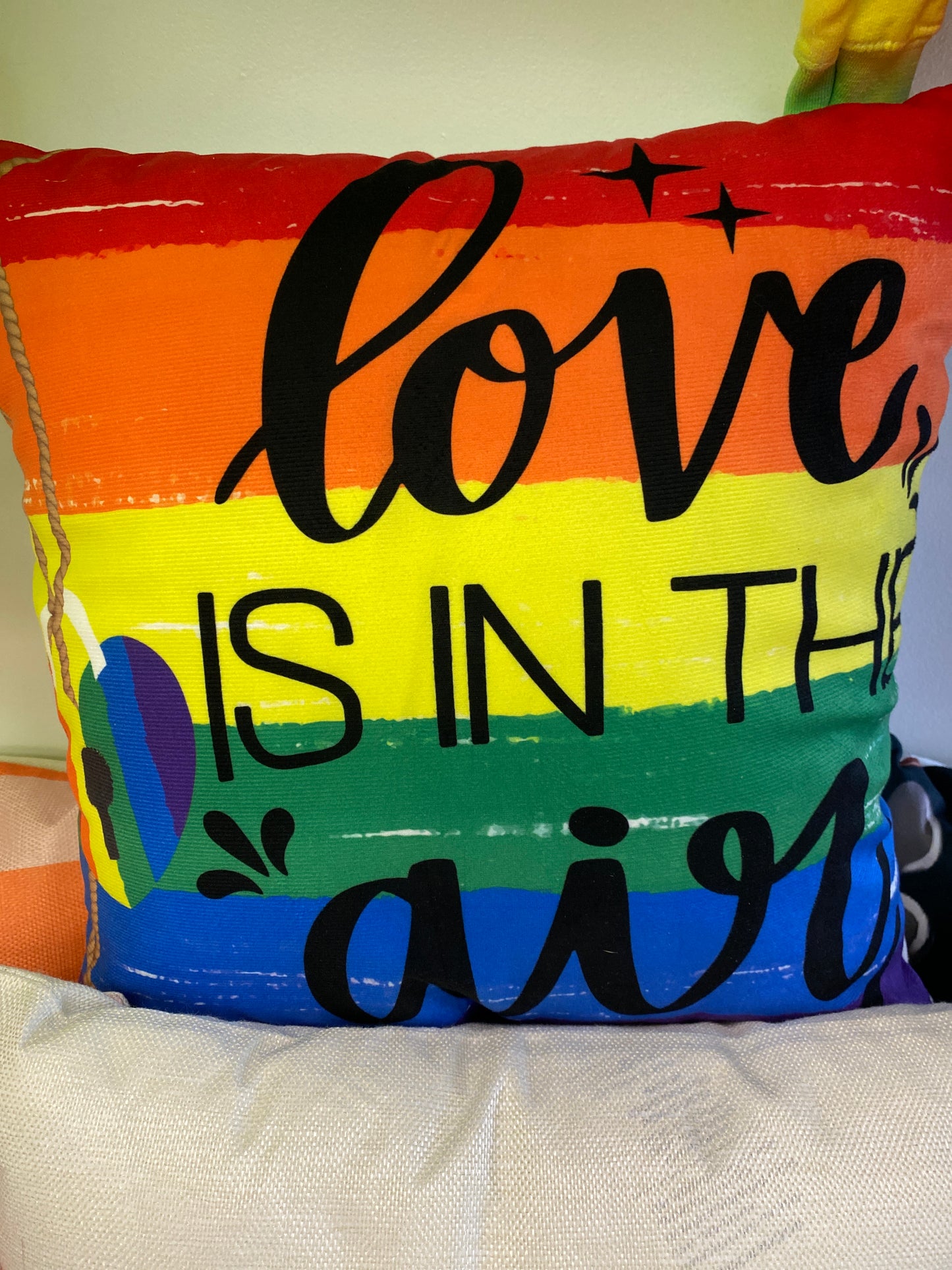 LOVE IS IN THE AIR PRIDE THROW PILLOW