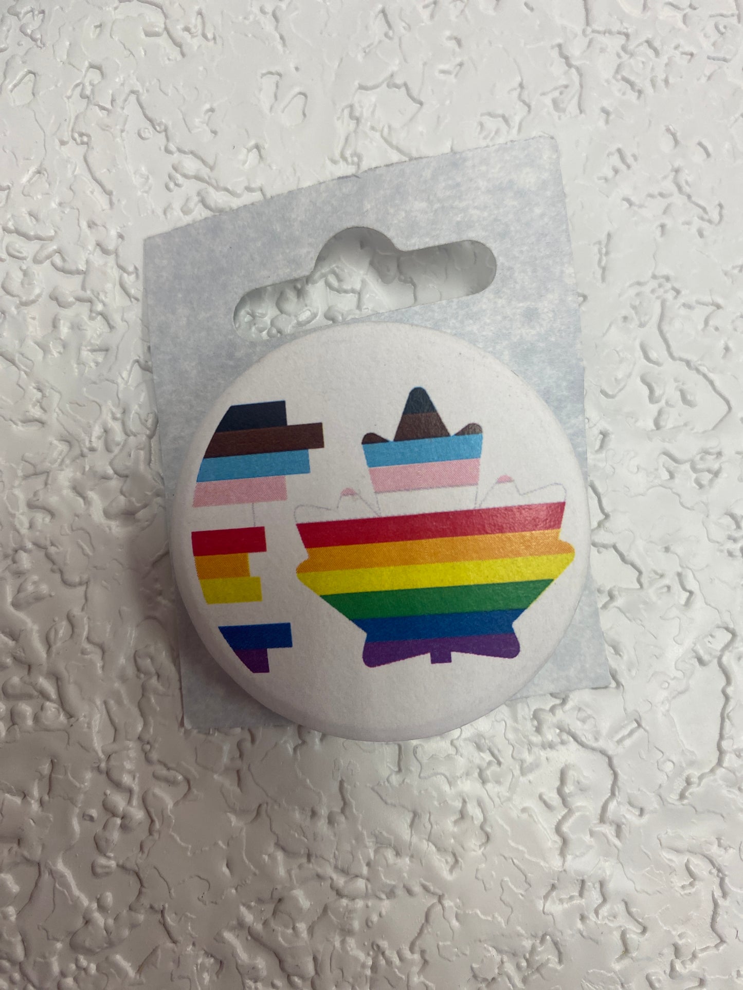 PRIDE COLORS MAPLE LEAF BUTTON