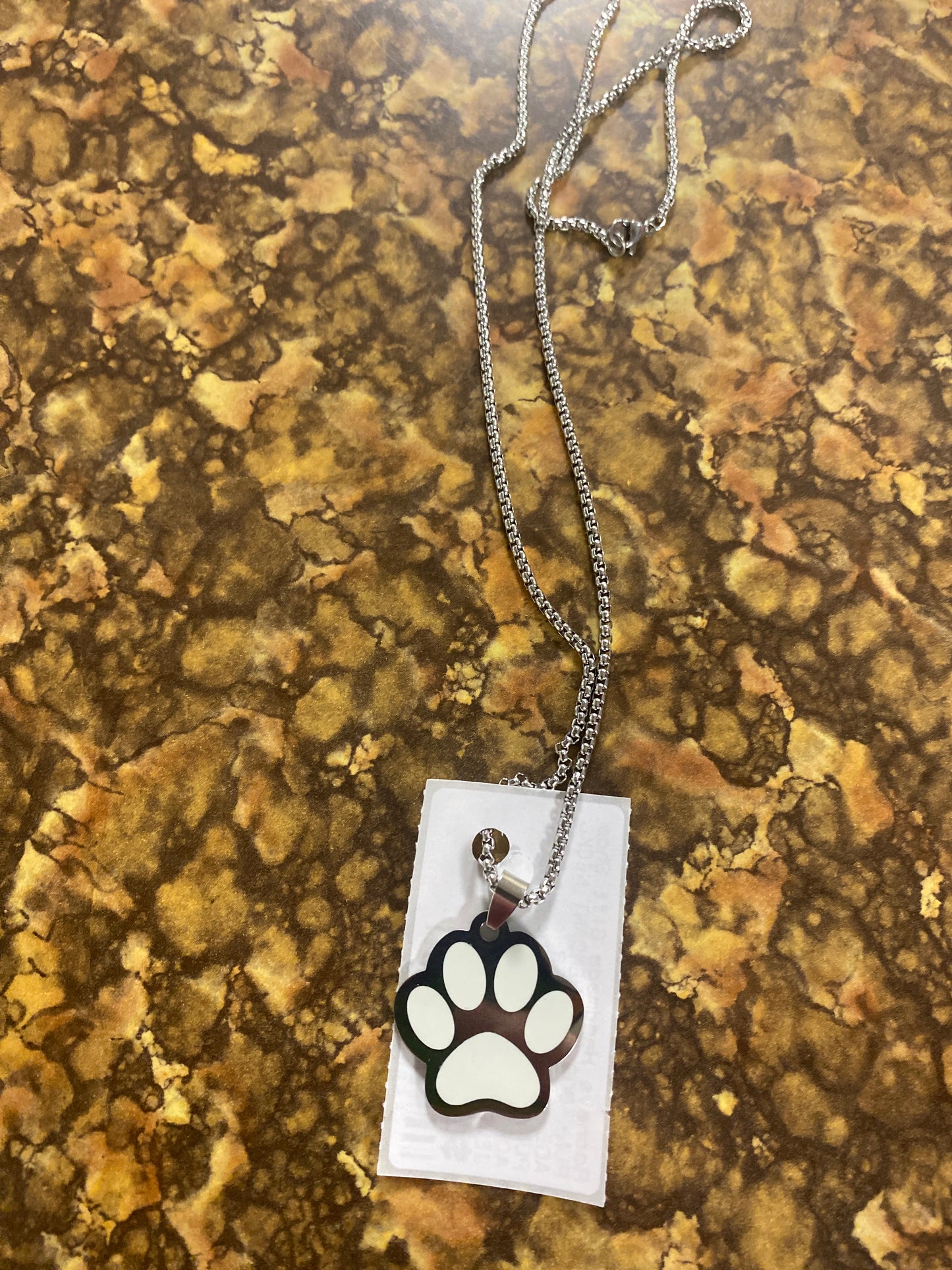 PUNK DOG PAW PENDANT NECKLACE WHITE SILVER