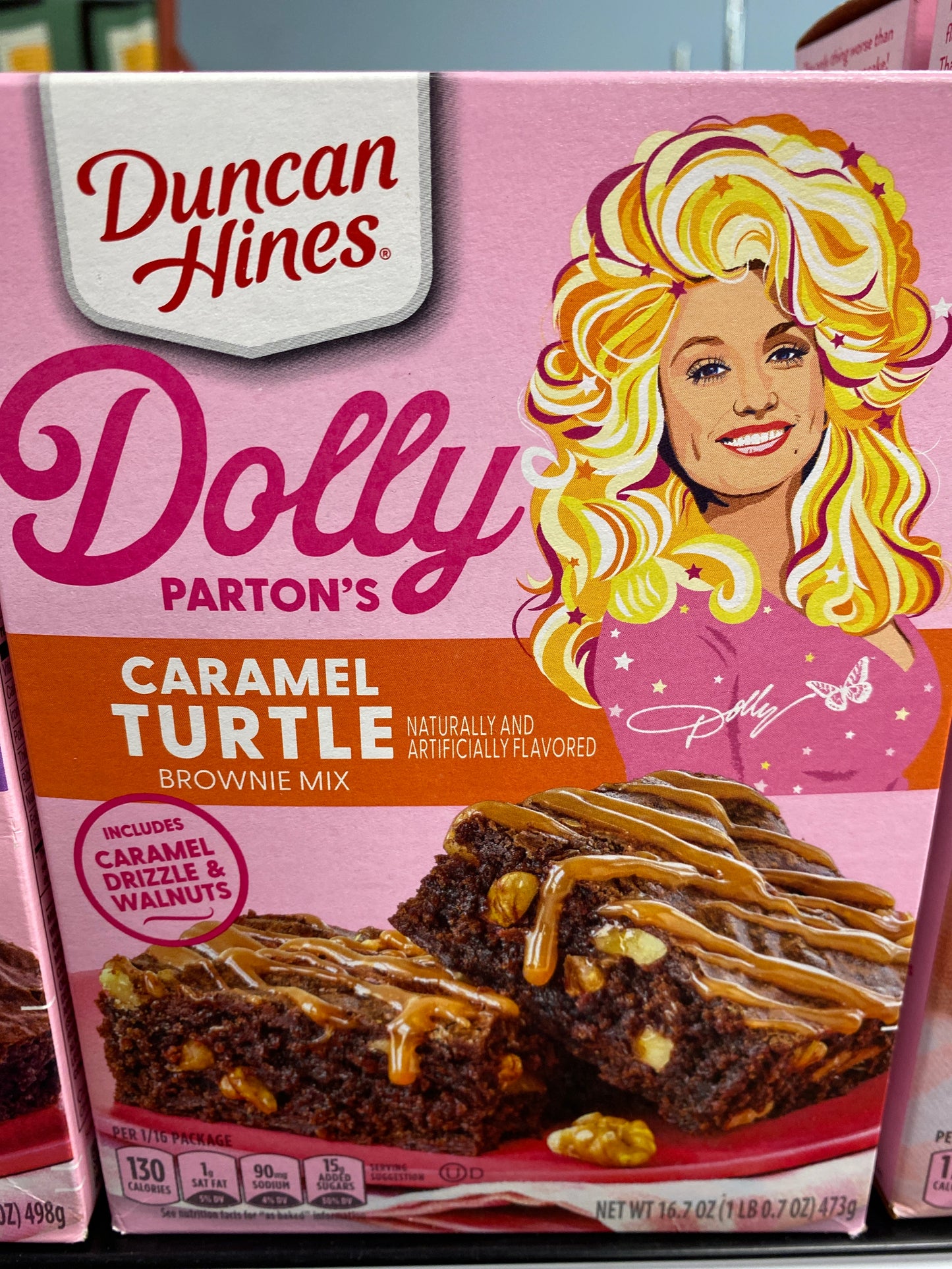 Dolly Parton caramel turtle brownie mix USA