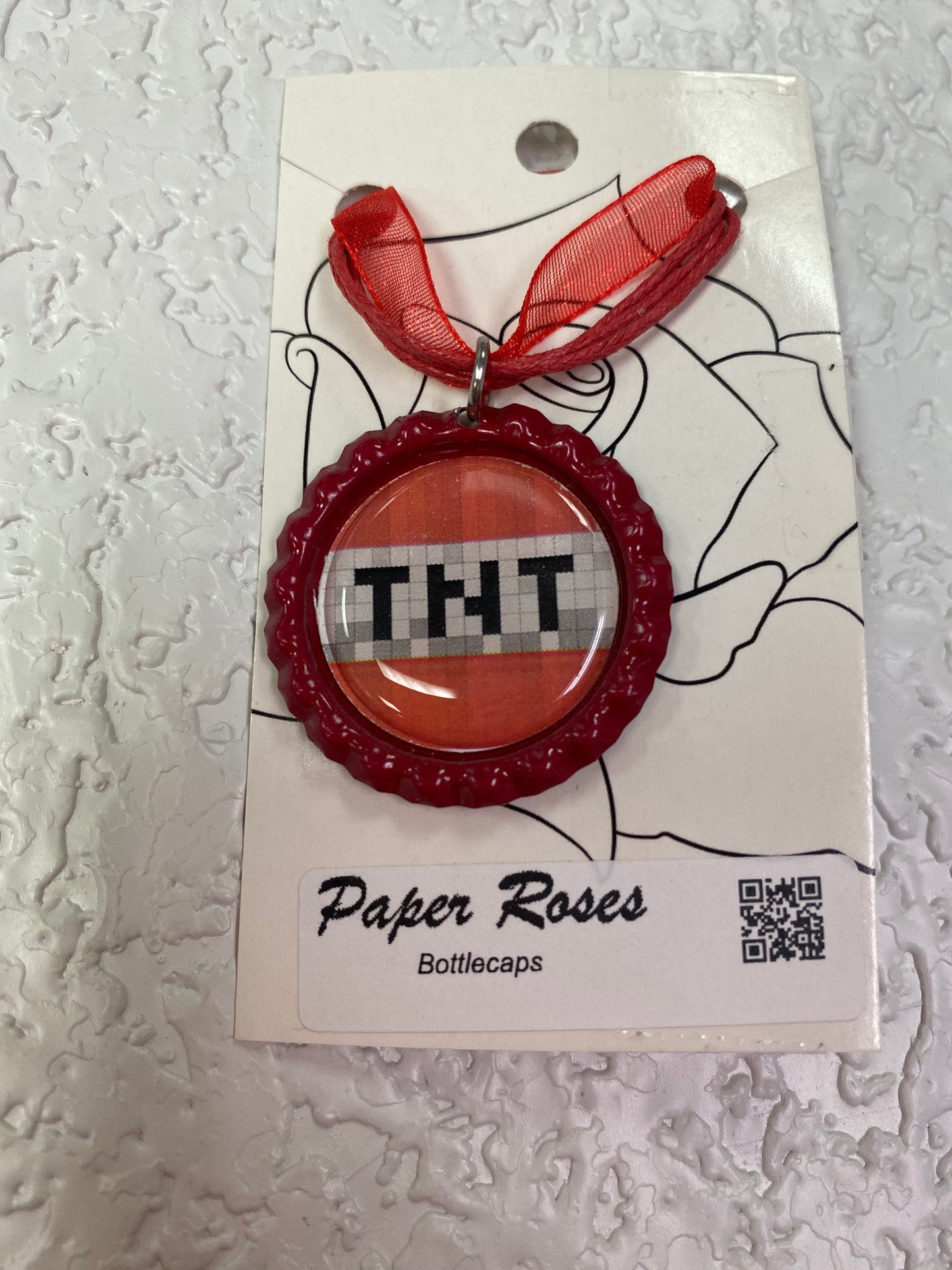 RED TNT BOTTLE CAP NECKLACE