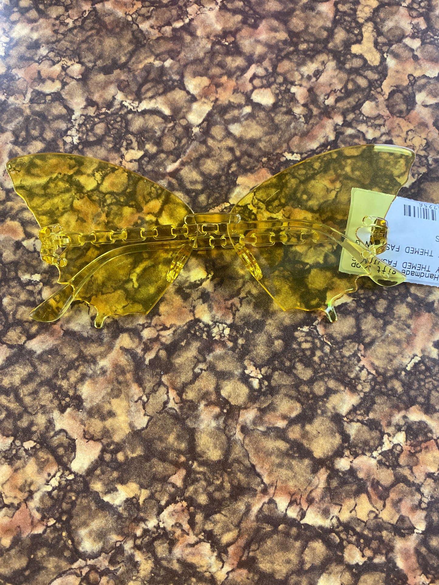 BUTTERFLY THEMED GLASSES YELLOW